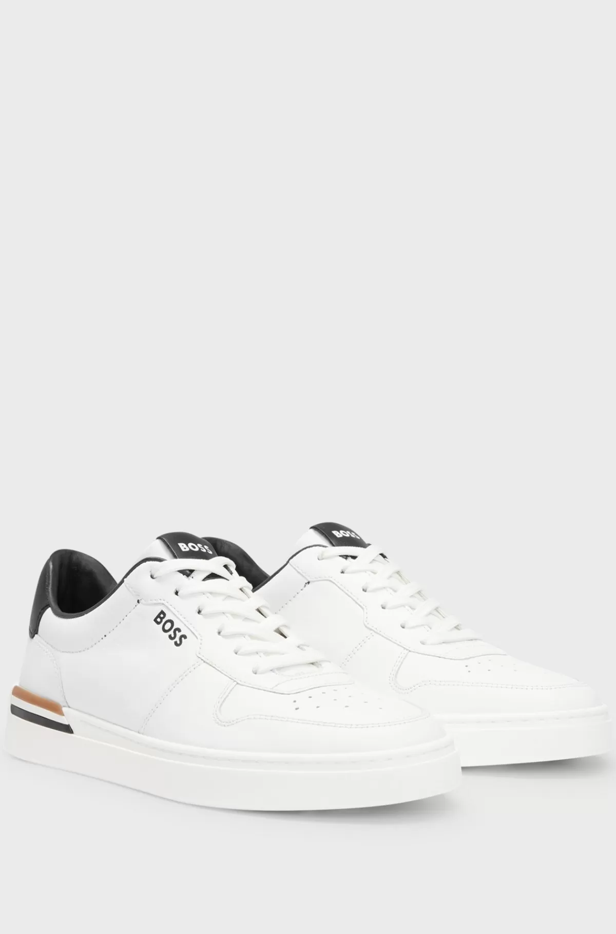 HUGO BOSS Lædersneakers Med Kopsål, Logo Og Signaturdetaljer Hvid Online