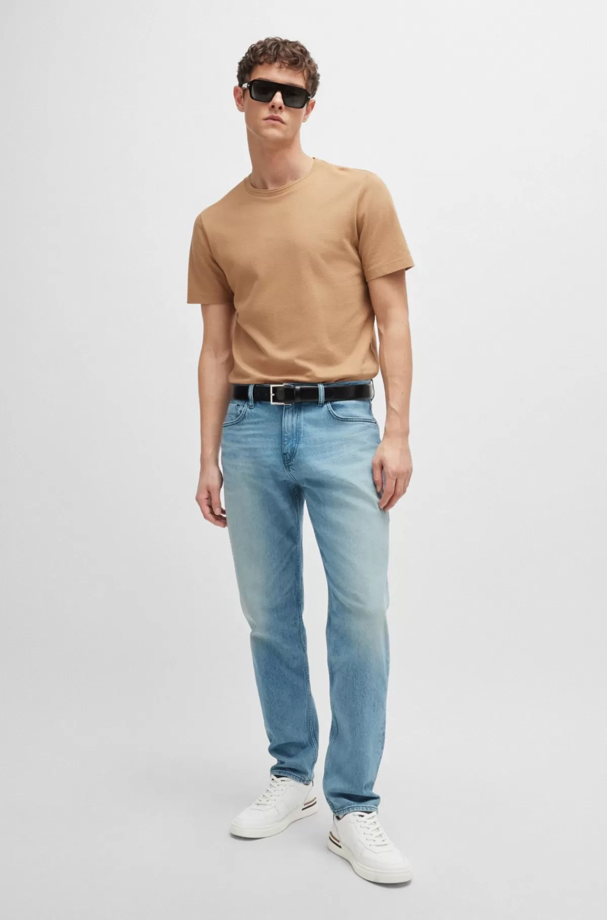HUGO BOSS Lædersneakers Med Kopsål, Logo Og Signaturdetaljer Hvid Online