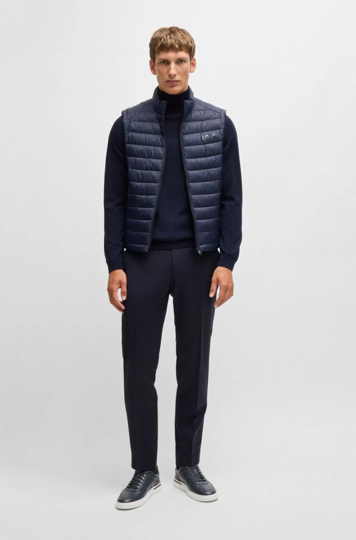 HUGO BOSS Lædersneakers Med Kopsål, Logo Og Signaturdetaljer Mørkegrå Best
