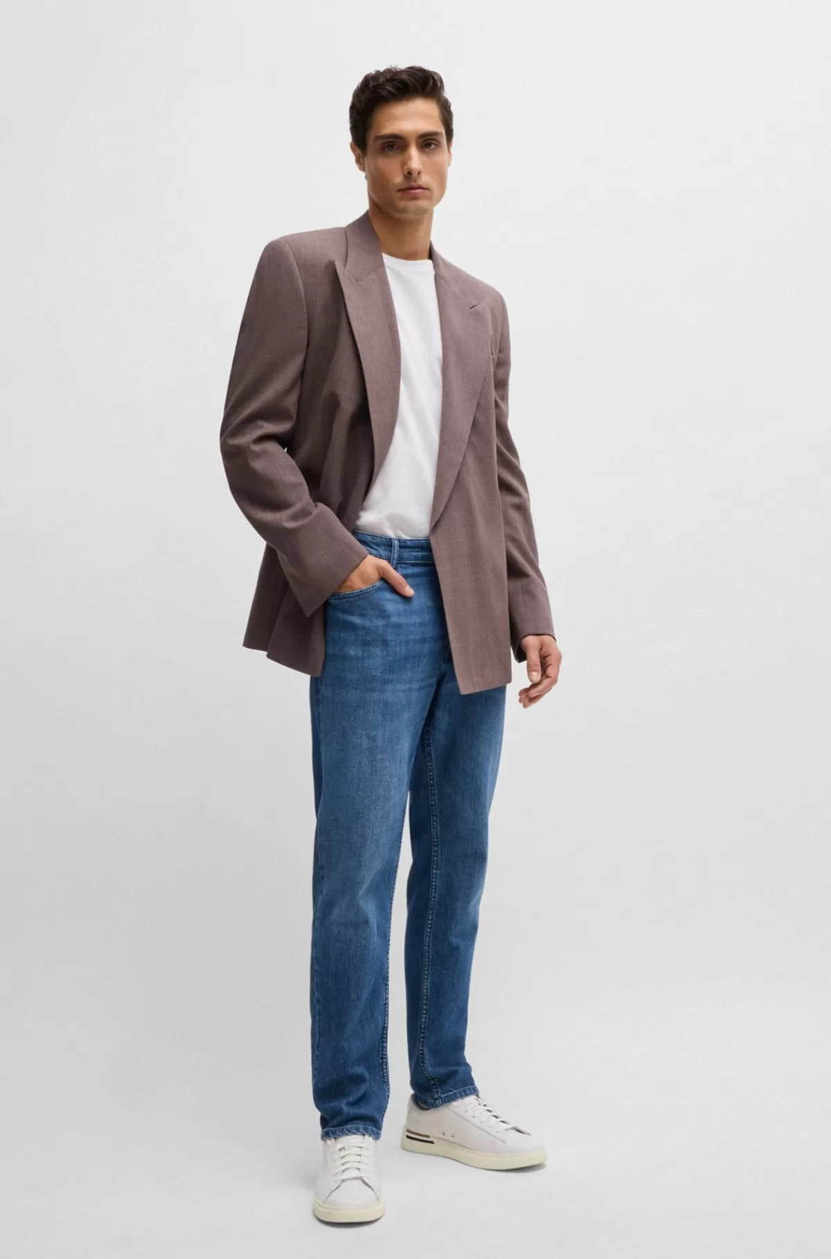 HUGO BOSS Lædersneakers Med Kopsål, Logo Og Signaturstriber Hvid Best