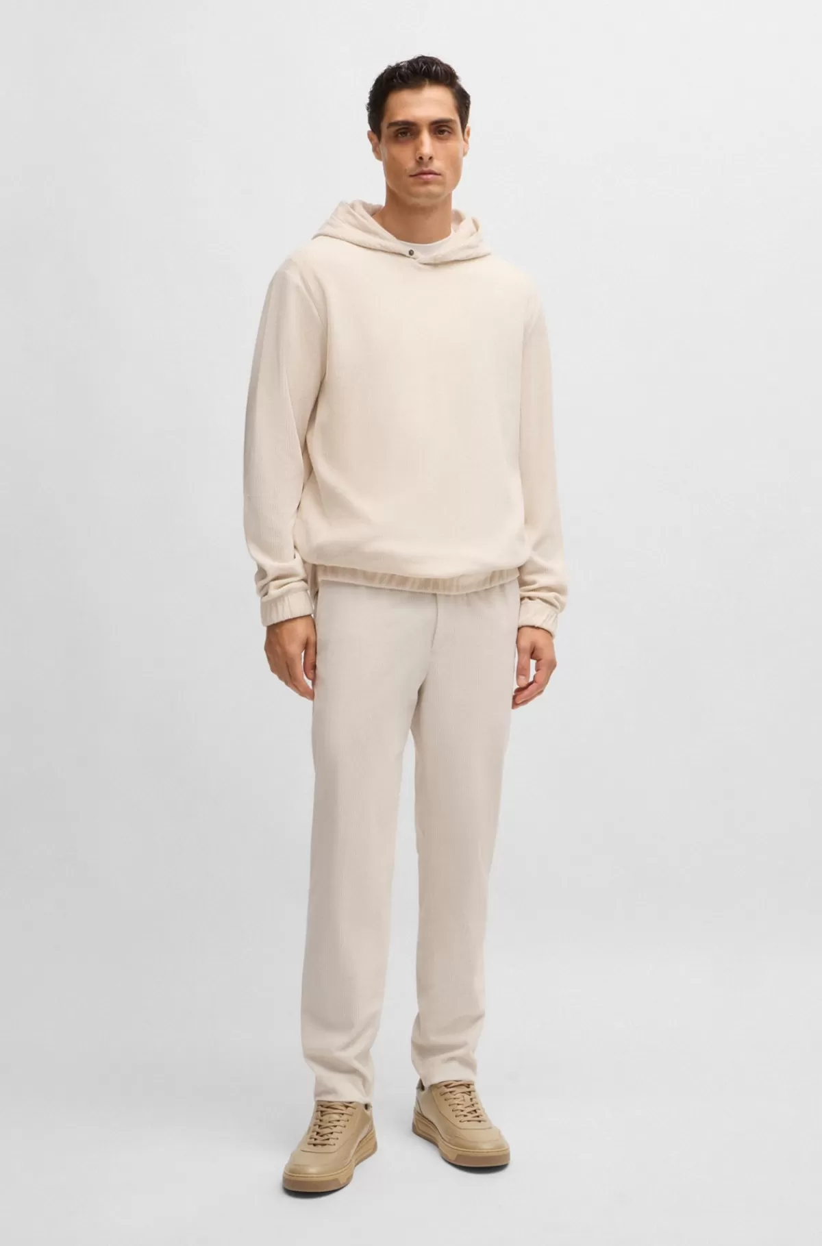 HUGO BOSS Lædersneakers Med Polstret Krave Beige Best