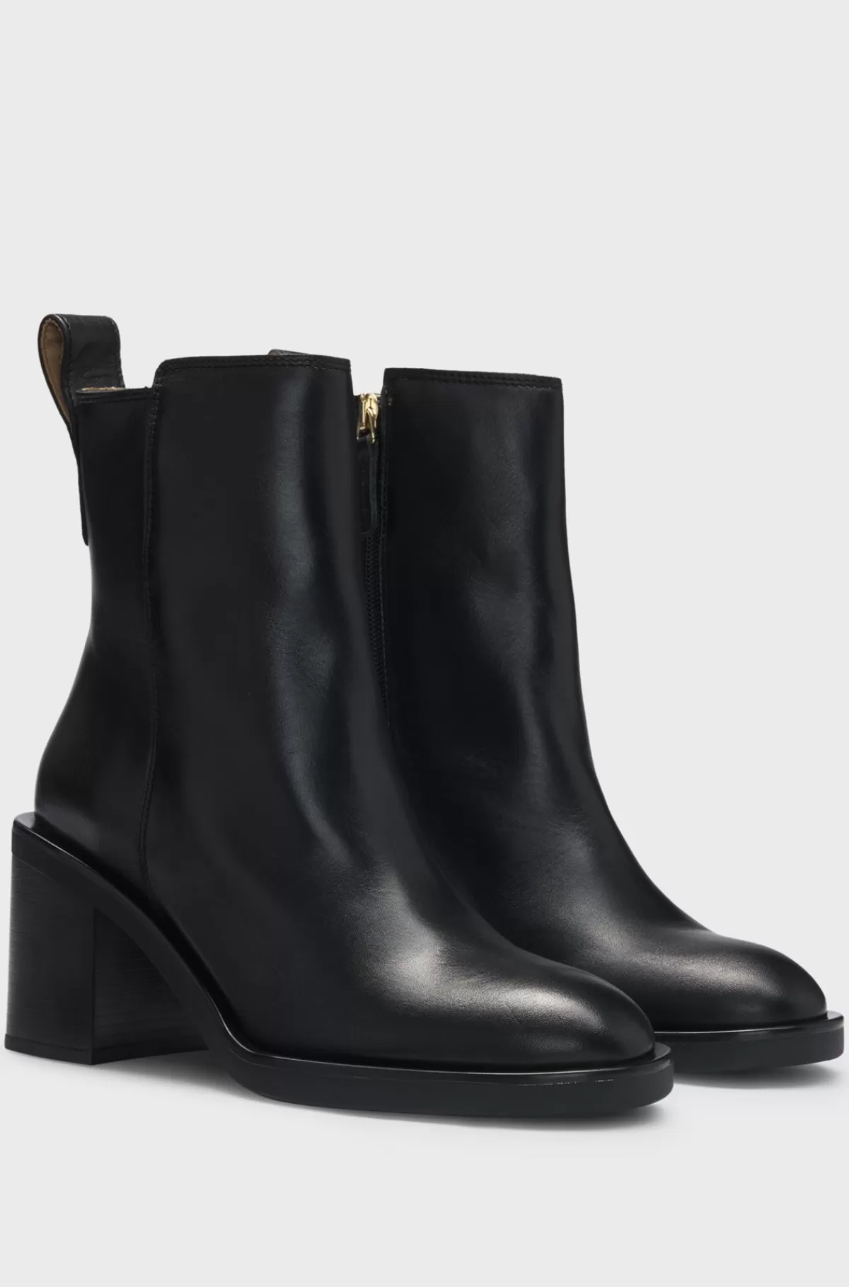 HUGO BOSS Læderstøvler Med 7 Cm Blokhæl Sort Hot