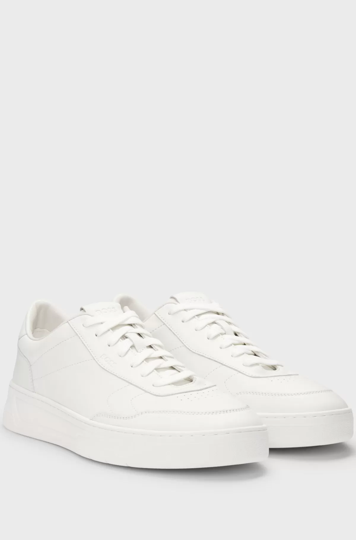 HUGO BOSS Leather Trainers With Rubber Outsole Hvid Outlet