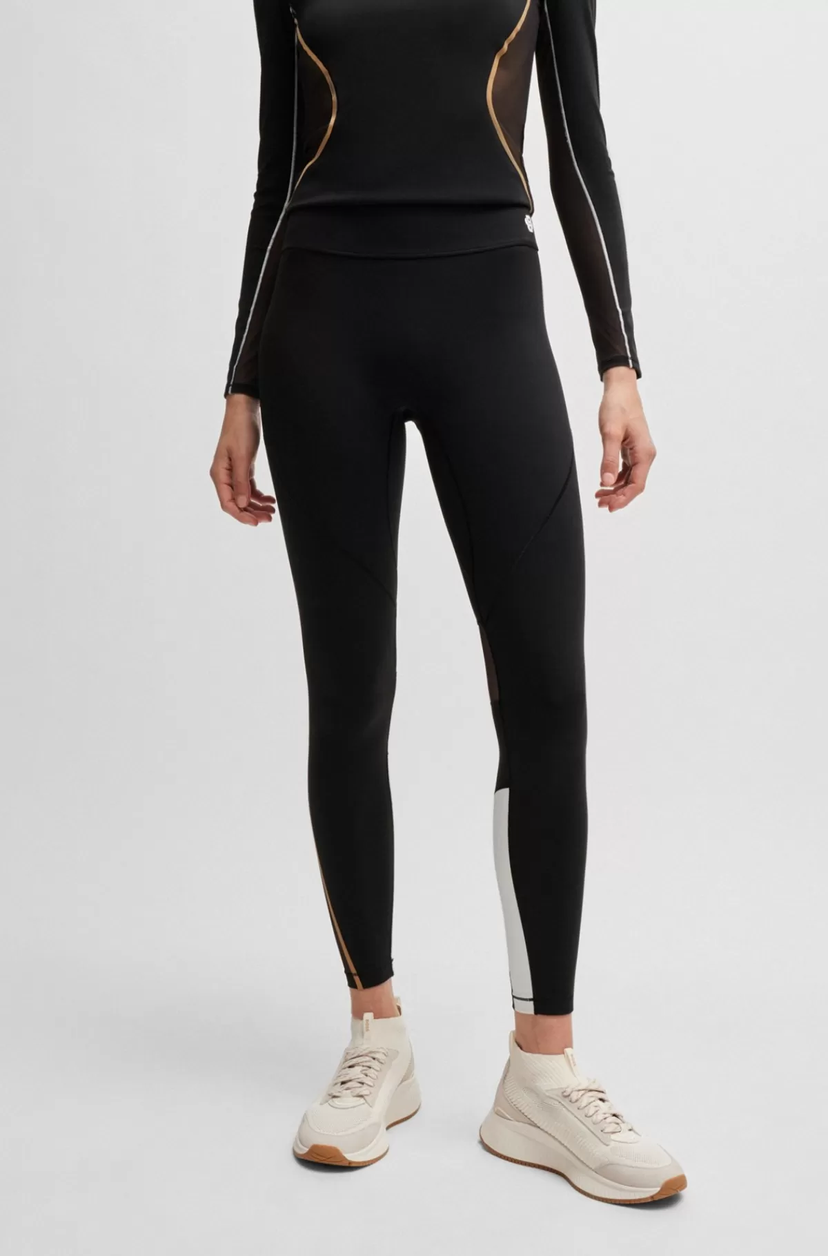 HUGO BOSS Leggings I Jersey Med Stræk Og Dobbelt B-monogram Sort Online