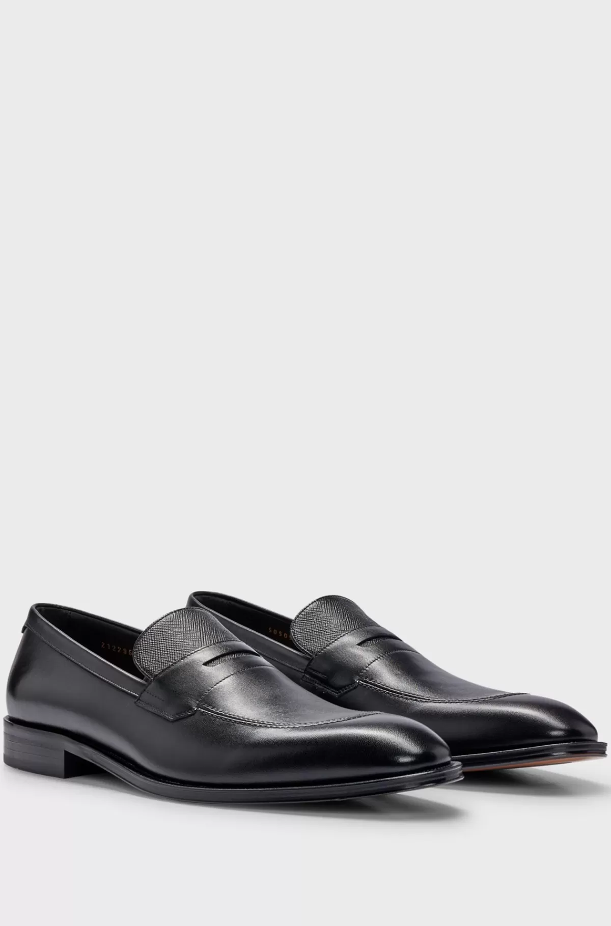 HUGO BOSS Loafers I Glat Og Saffiano-printet Læder Sort Fashion