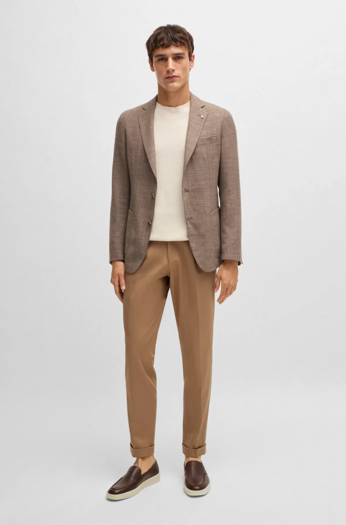 HUGO BOSS Loafers I Narvlæder Med Præget Branding Mørkebrun New