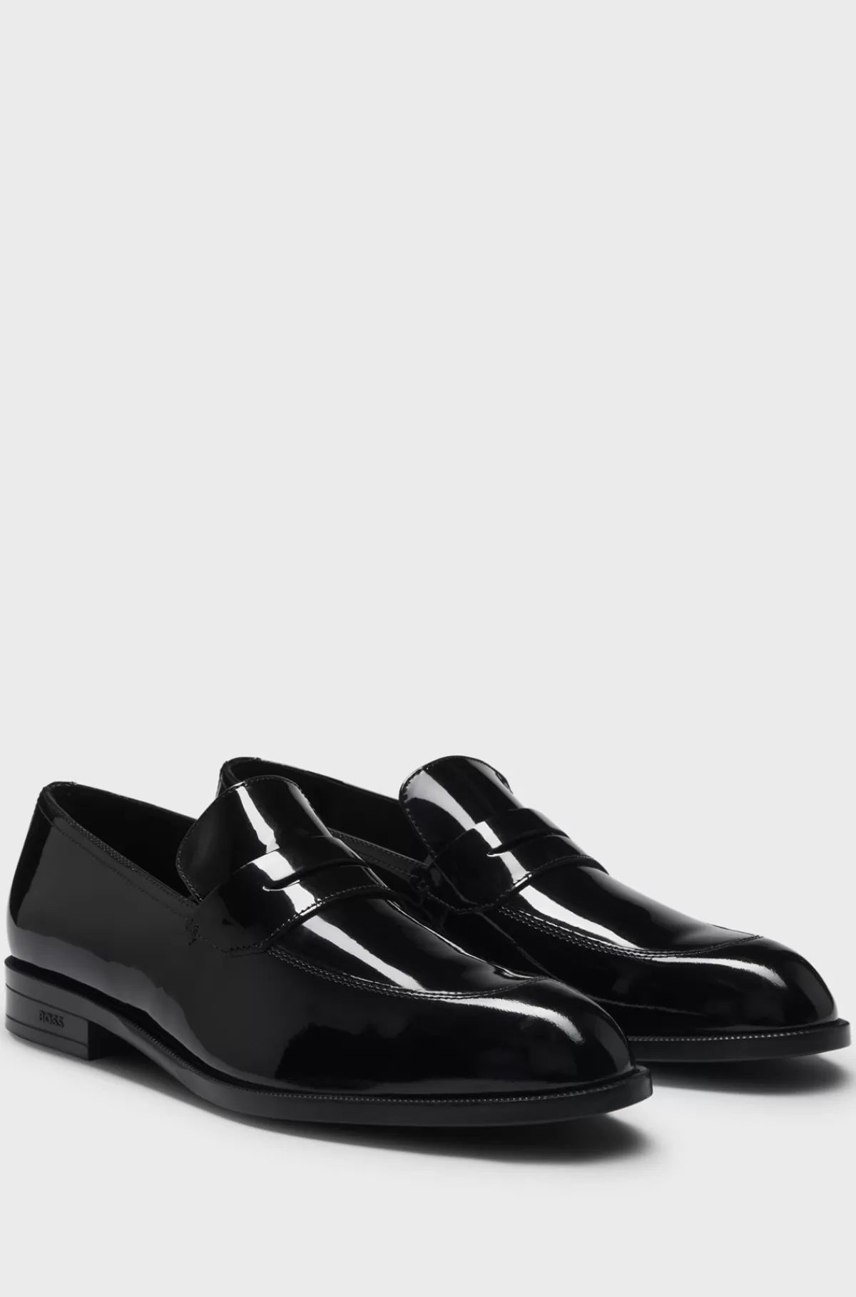 HUGO BOSS Loafers I Patentlæder Med Pennydetalje Sort Online