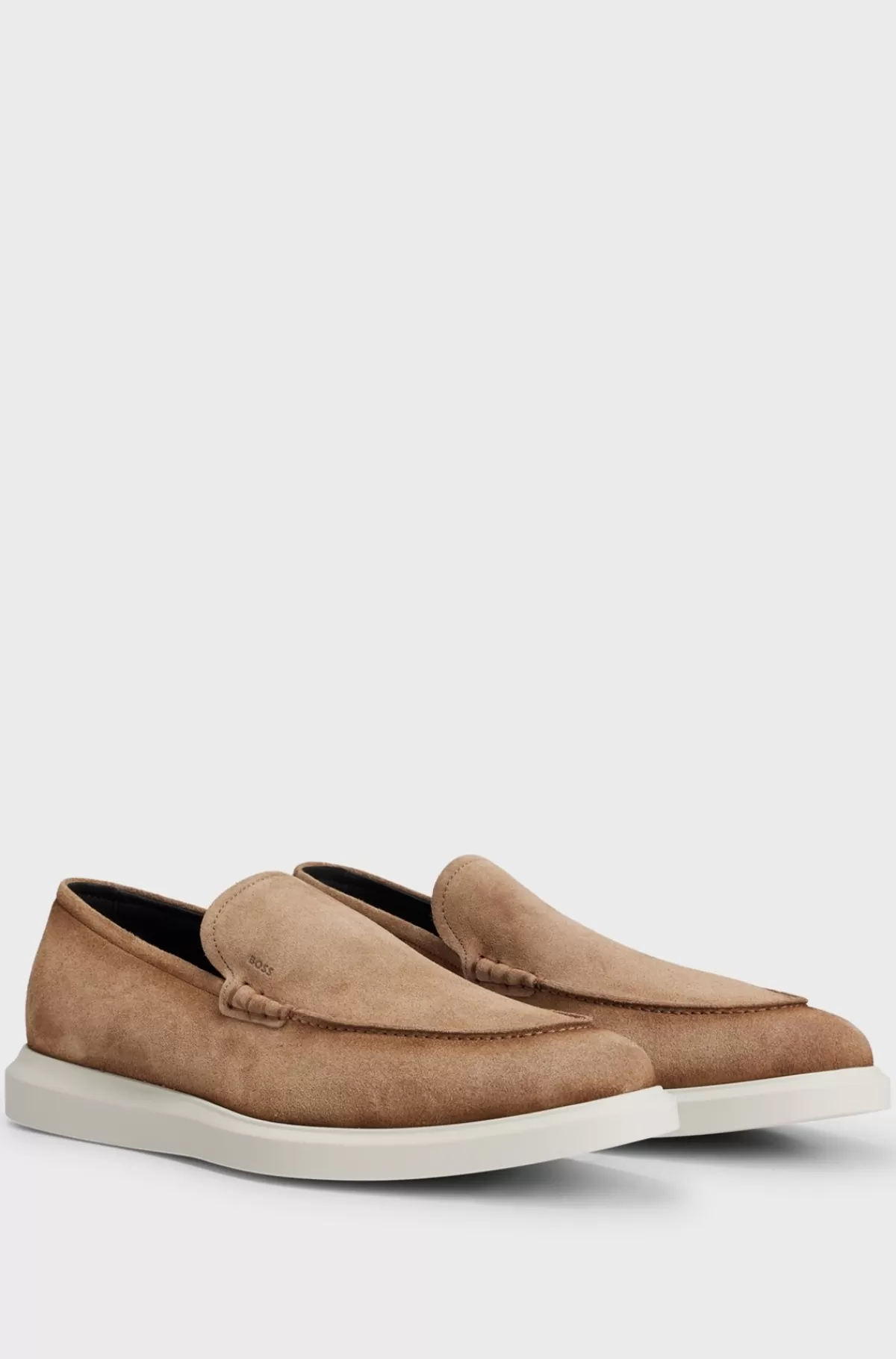 HUGO BOSS Loafers I Ruskind Med Gummibehandlet Ydersål Beige Store