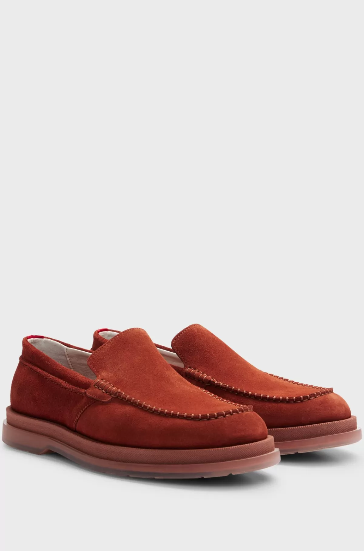 HUGO BOSS Loafers I Ruskind Med Halvgennemsigtig Gummisål Lysebrun Best