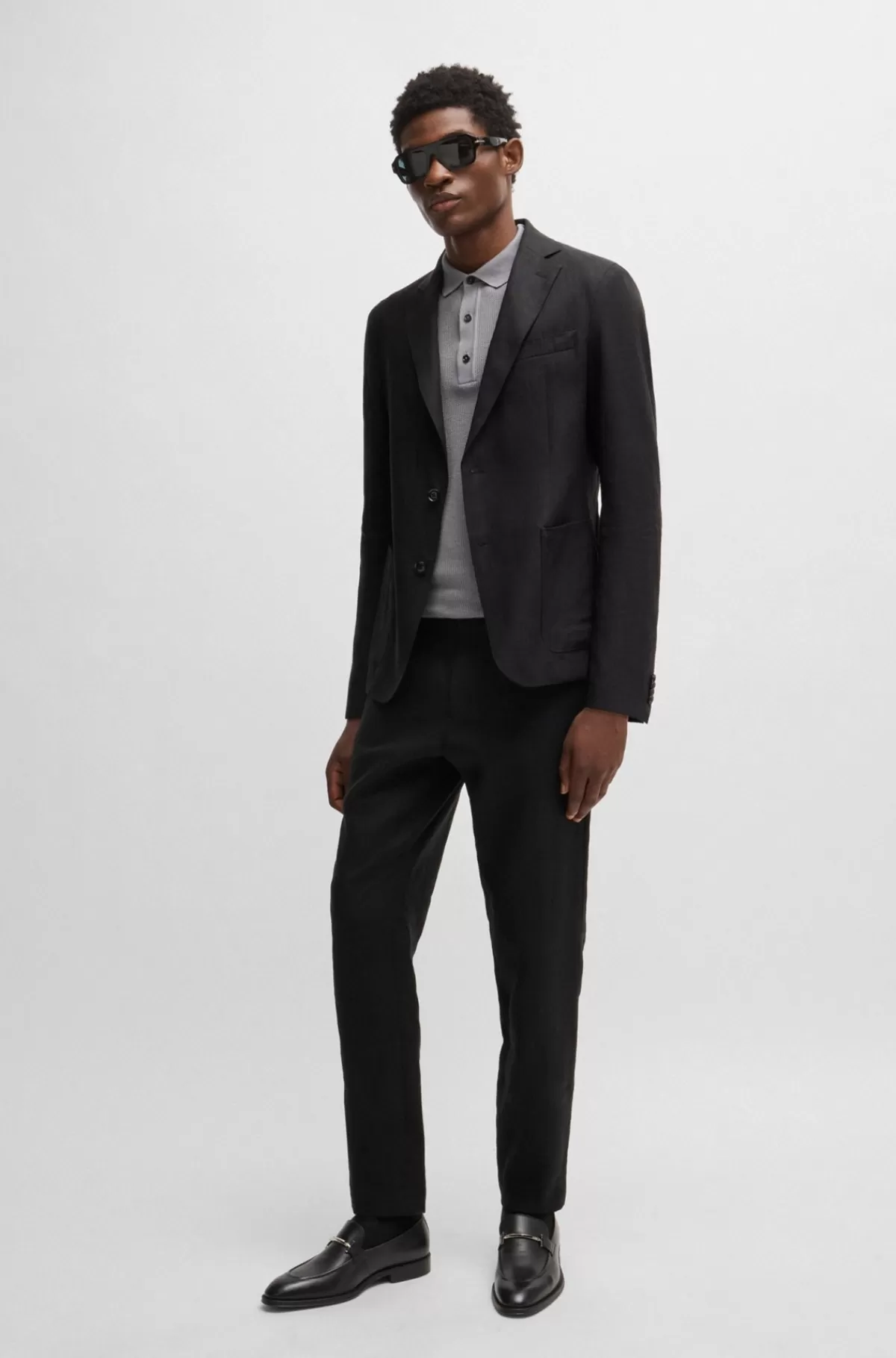 HUGO BOSS Loafers Med Brandet Metalspænde Sort Flash Sale