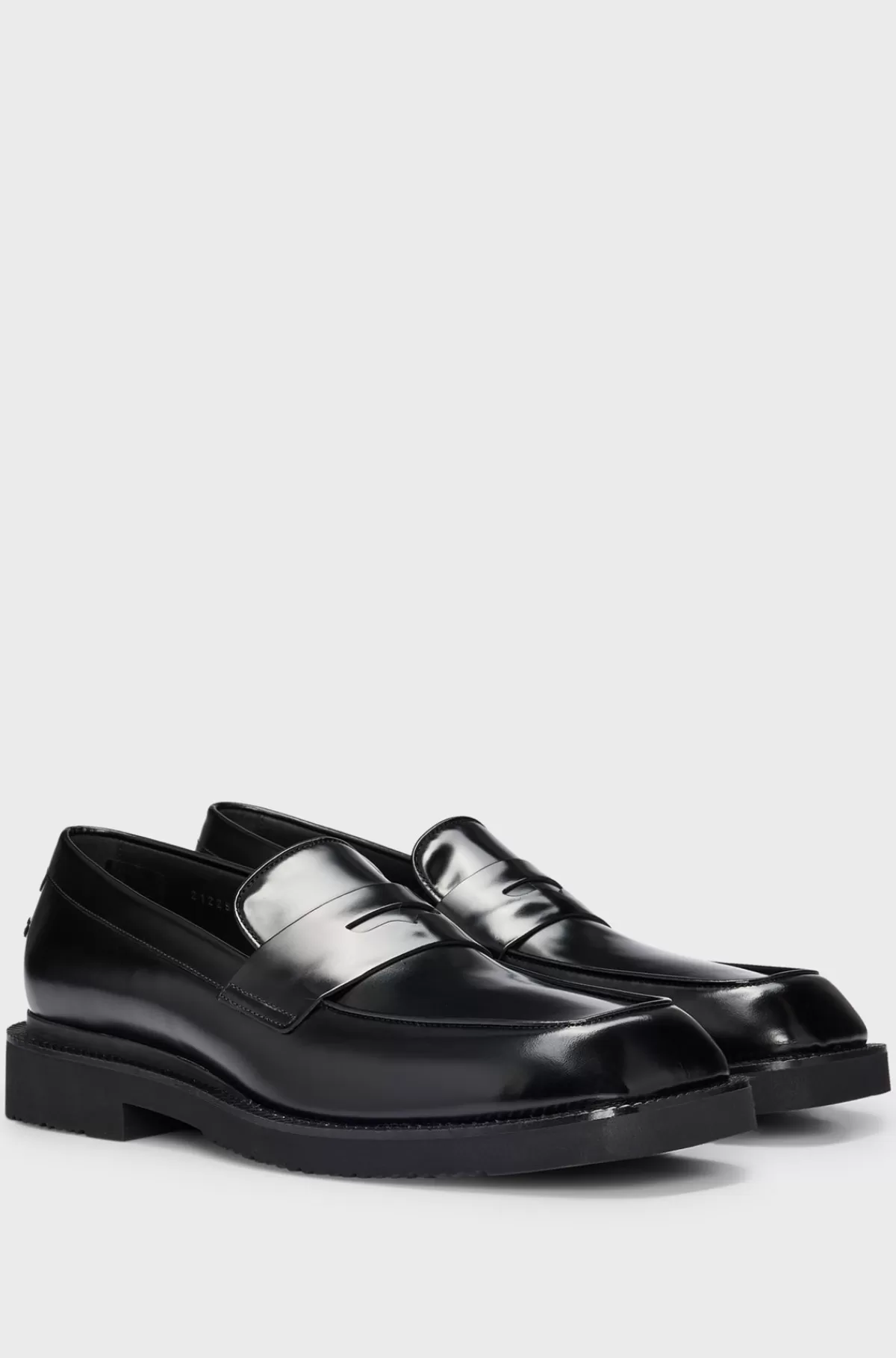 HUGO BOSS Loafers Med Pennykant I Børstet Læder Sort Clearance