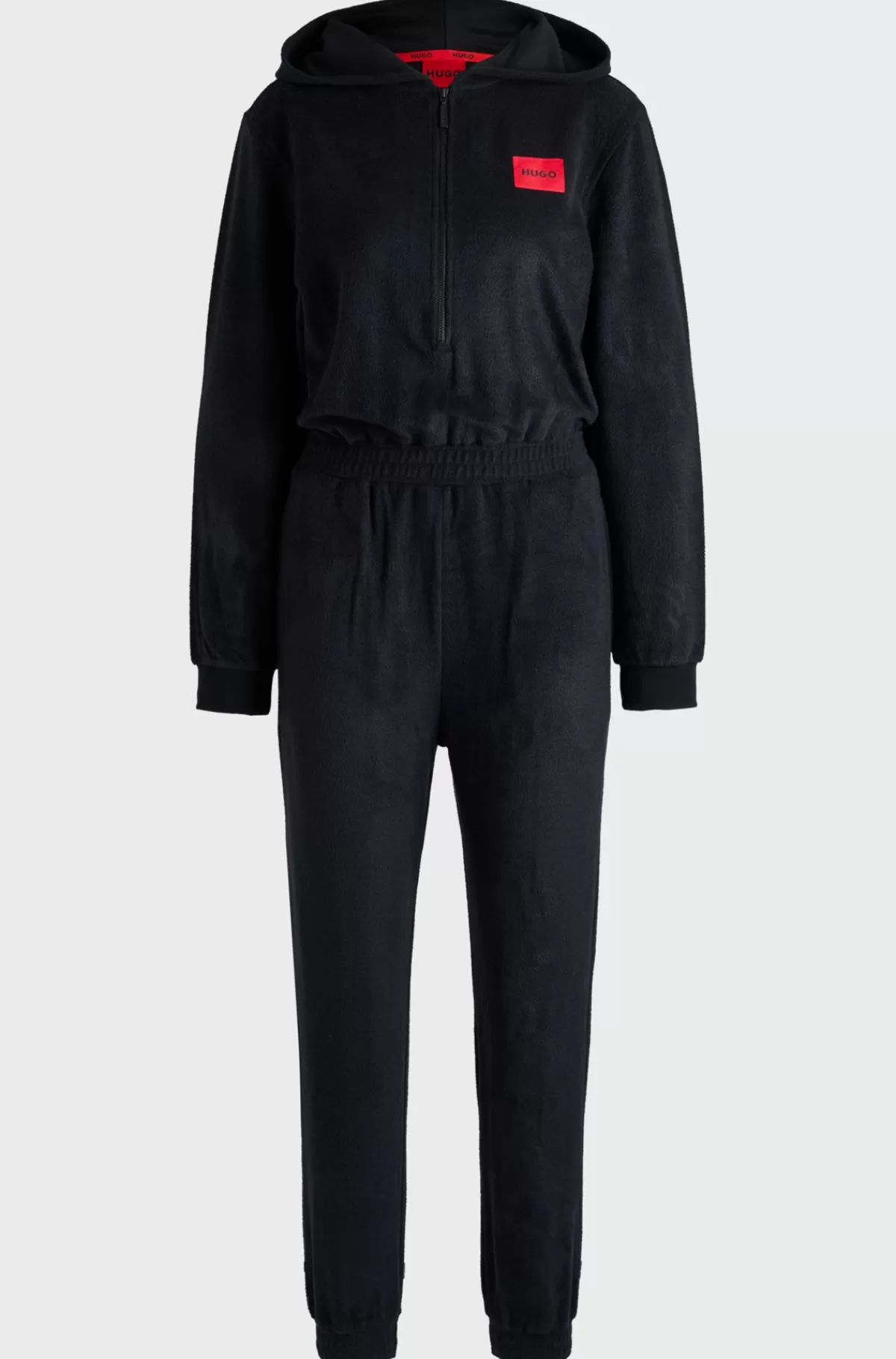 HUGO BOSS Loungewear-heldragt I Fransk Frotté Med Rødt Logomærkat Sort Sale