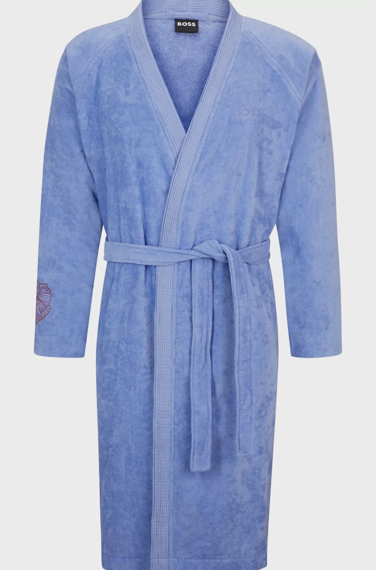 HUGO BOSS Morgenkåbe I Bomuld Med Broderede Detaljer Blå Online