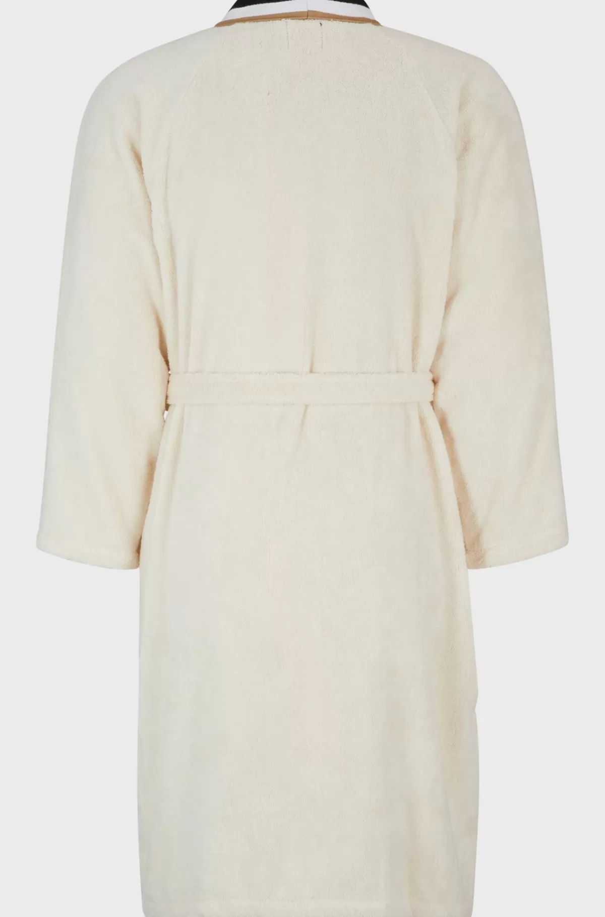 HUGO BOSS Morgenkåbe I Bomuld Med Signaturstribet Kant Lys beige Shop