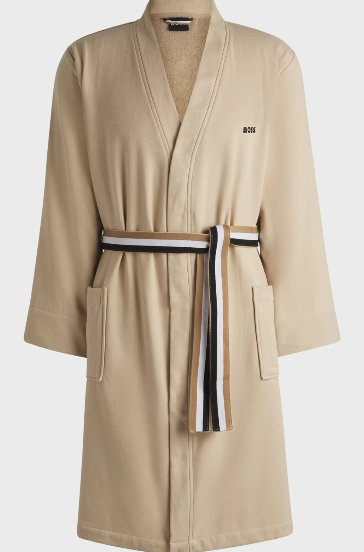 HUGO BOSS Morgenkåbe I Bomuldsfrotté Med Hurtigtørrende Inderside Beige Discount