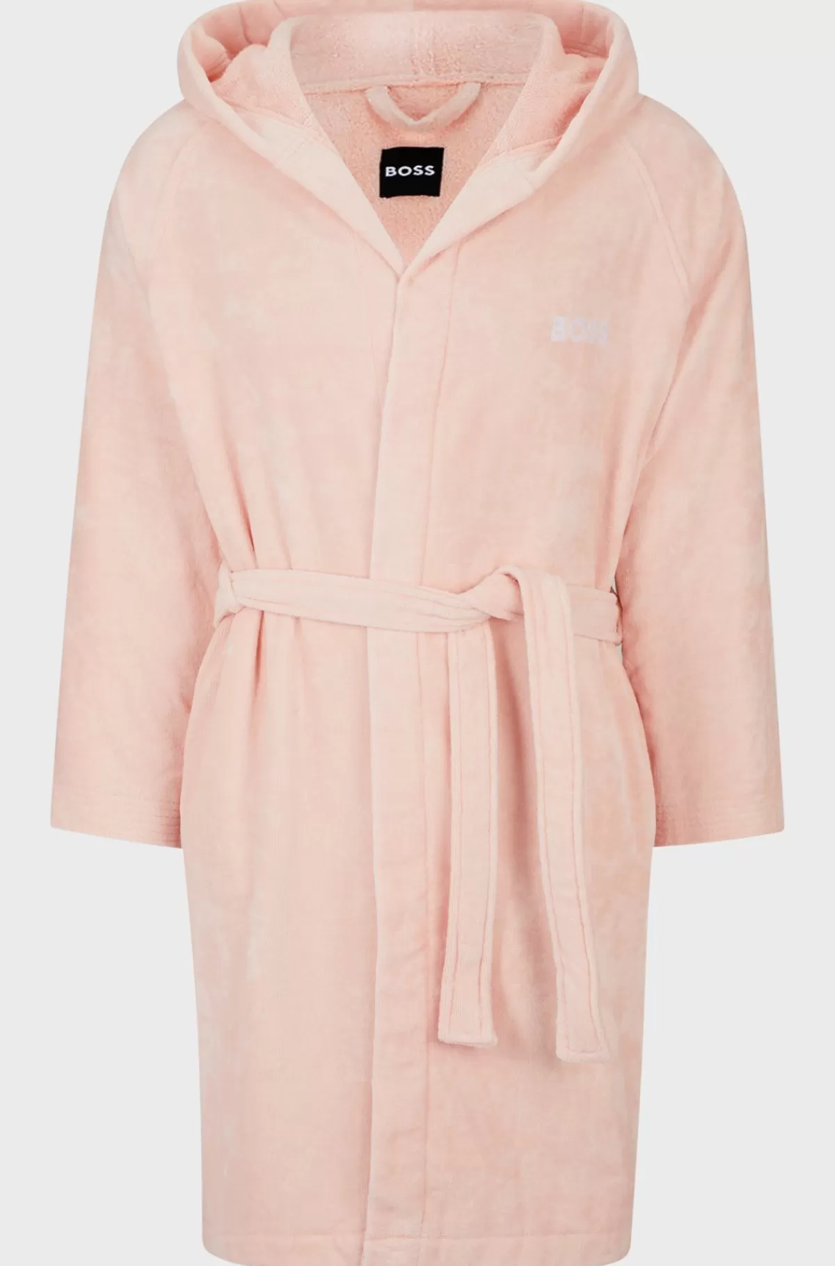 HUGO BOSS Morgenkåbe I Langfibret Bomuld Med Logo På Reverset Pink Shop