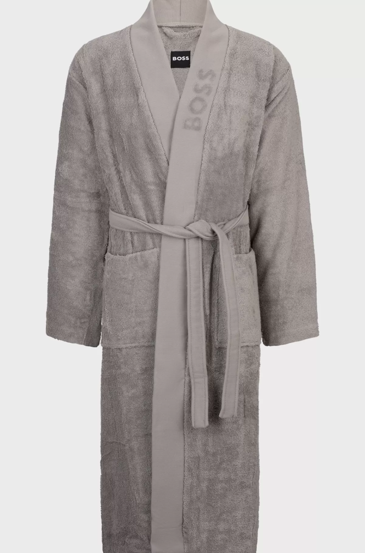 HUGO BOSS Morgenkåbe I Langfibret Bomuld Med Logo På Reverset Grå Flash Sale