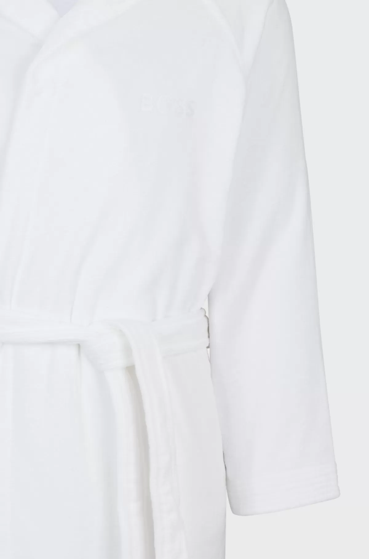 HUGO BOSS Morgenkåbe I Langfibret Bomuld Med Logo På Reverset Hvid Best