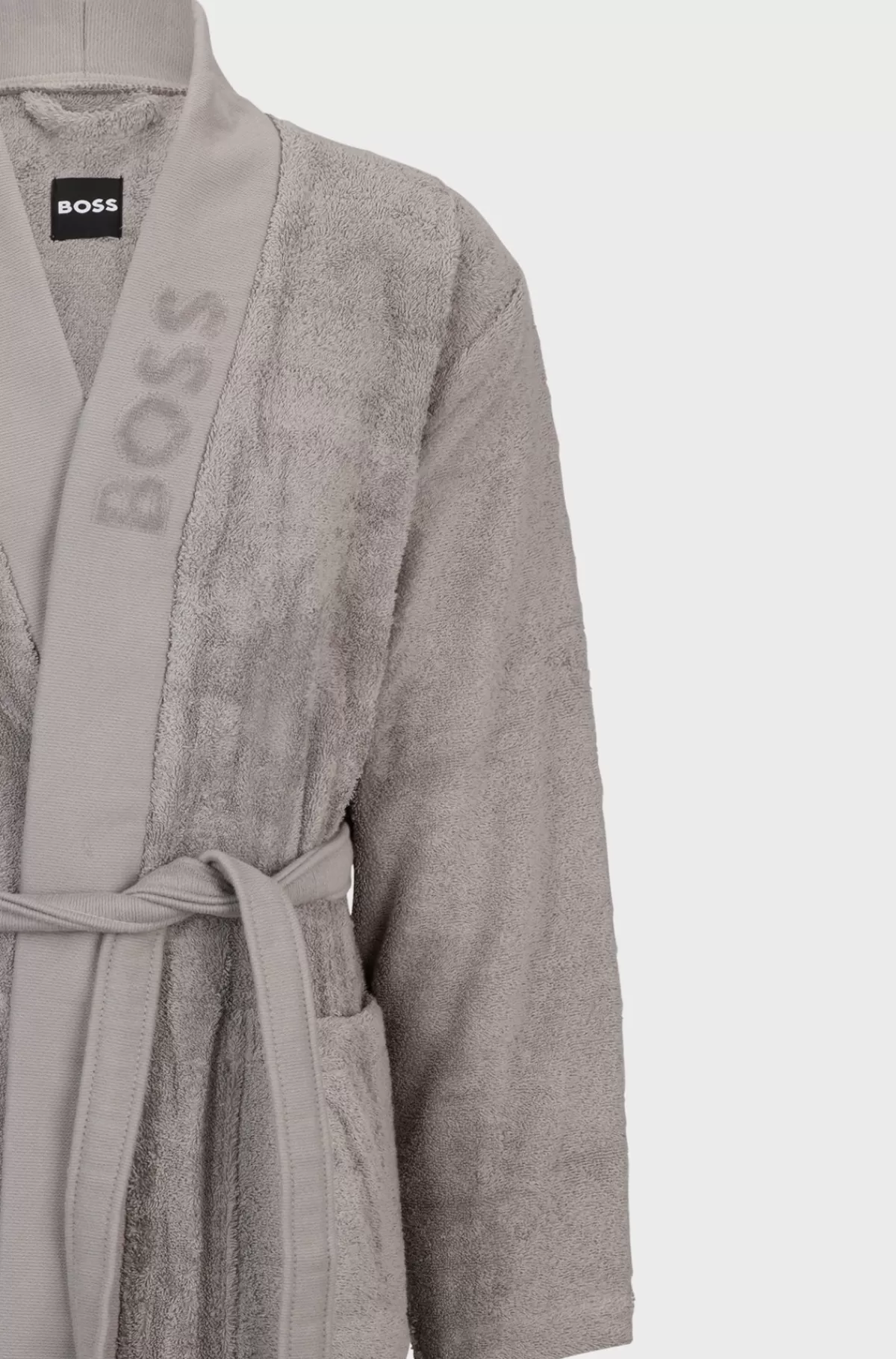 HUGO BOSS Morgenkåbe I Langfibret Bomuld Med Logo På Reverset Grå Flash Sale