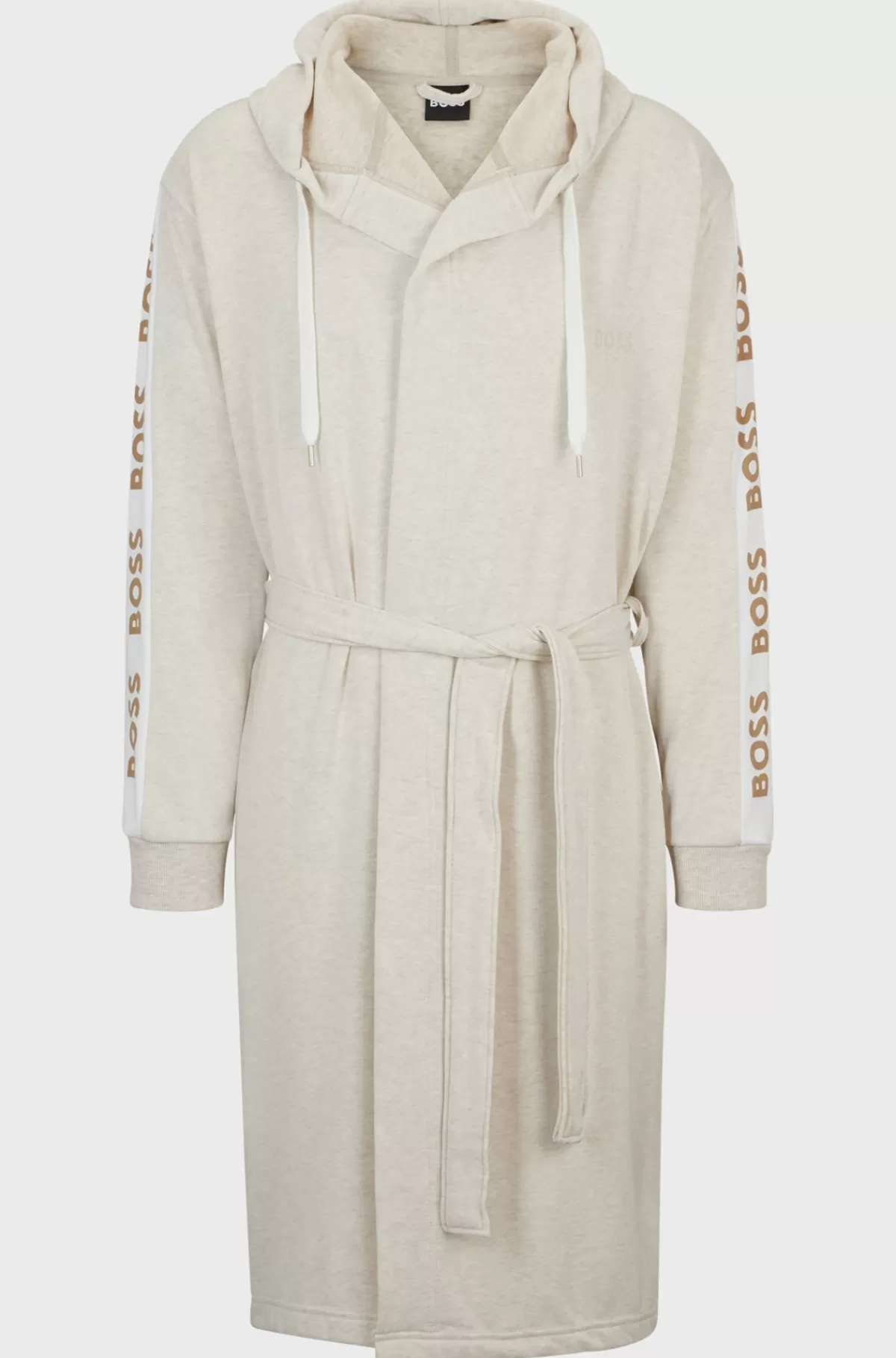 HUGO BOSS Morgenkåbe Med Hætte Og ærmer Med Printet Logo Lys beige Online
