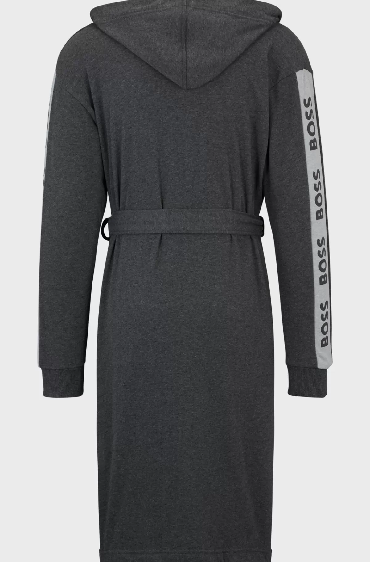 HUGO BOSS Morgenkåbe Med Hætte Og ærmer Med Printet Logo Mørkegrå Outlet