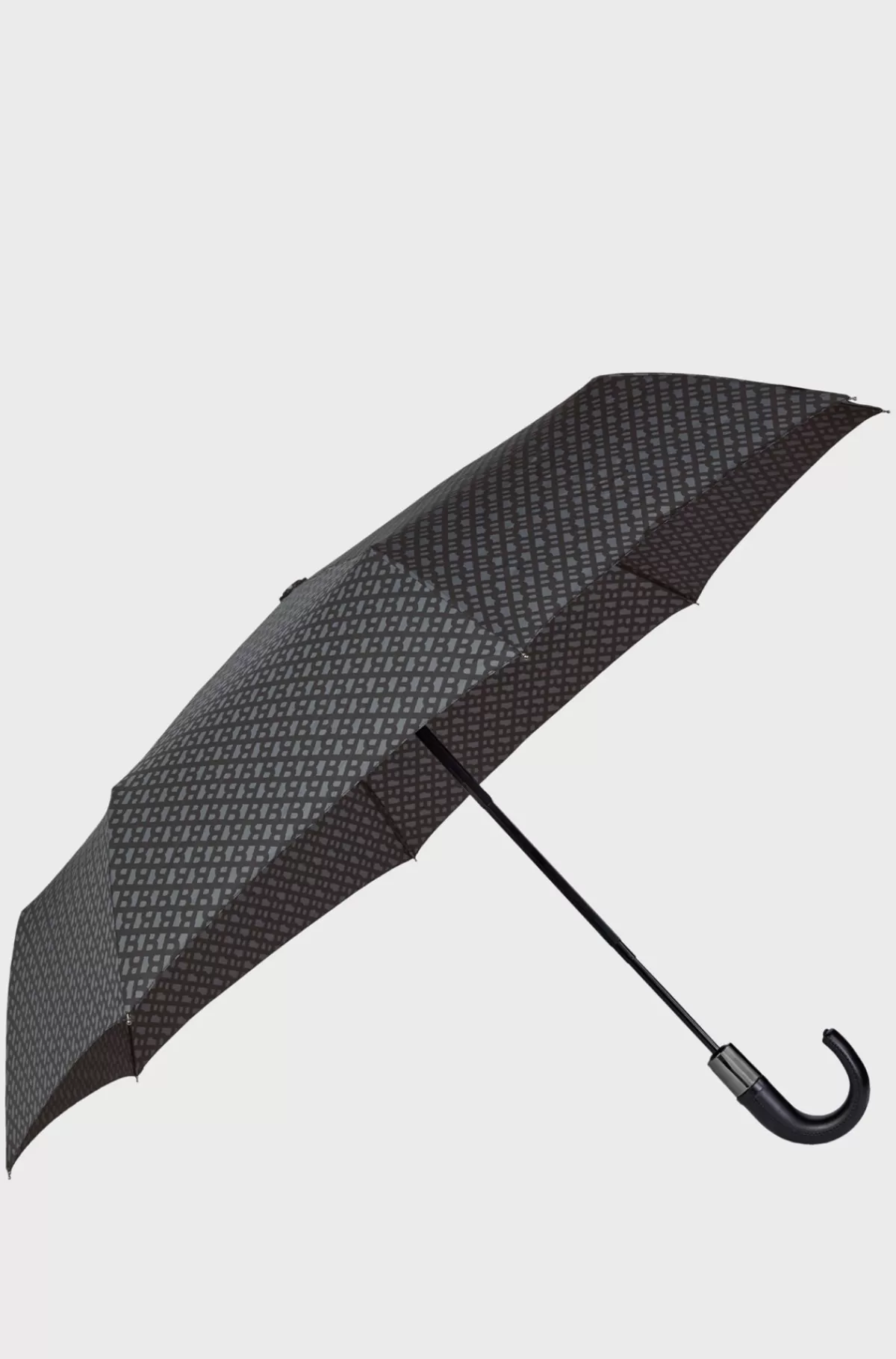 HUGO BOSS Paraply Med Monogrammønster Og Logostrop Mørkegrå Cheap
