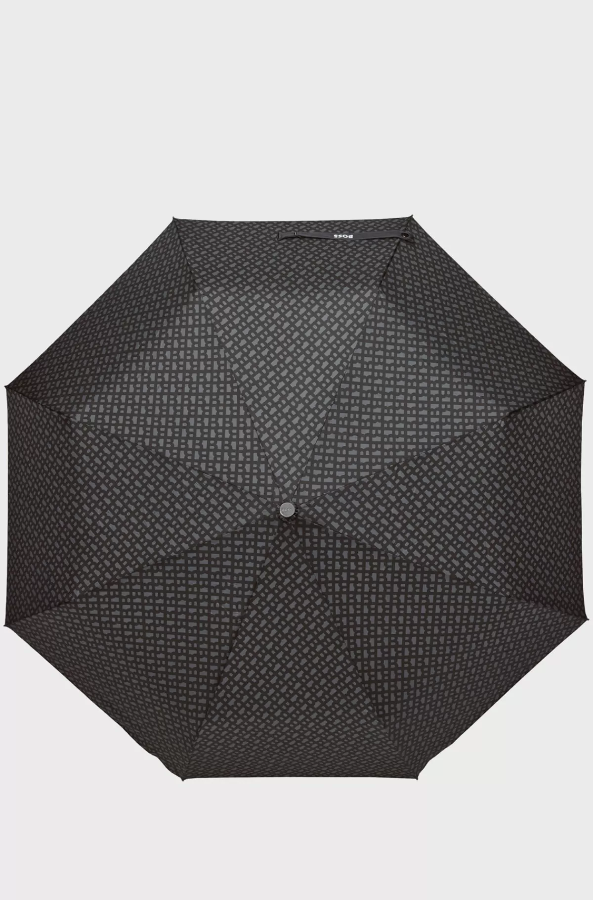 HUGO BOSS Paraply Med Monogrammønster Og Logostrop Mørkegrå Cheap