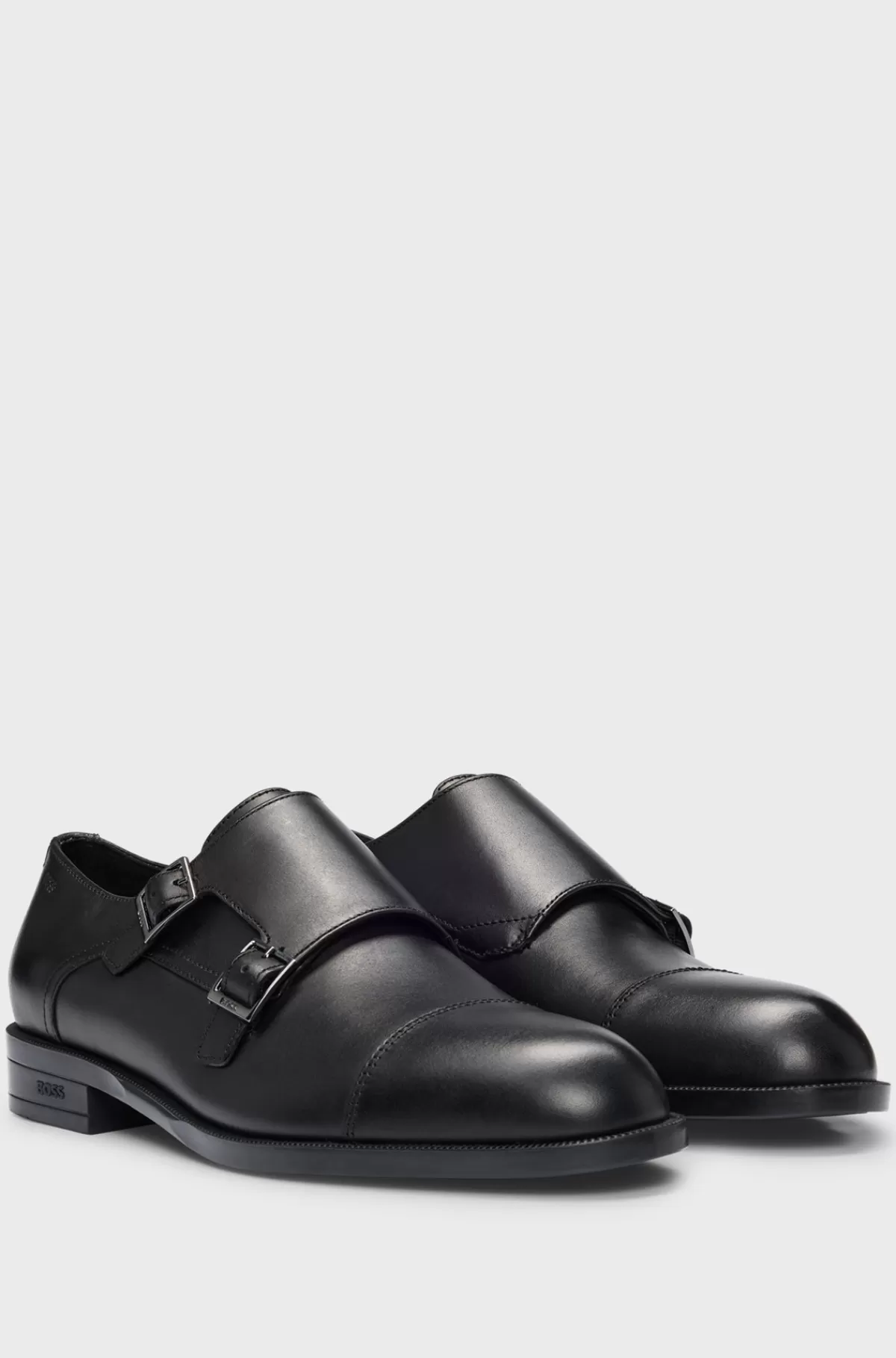 HUGO BOSS Munkesko I Læder Med Dobbeltrem Sort Sale