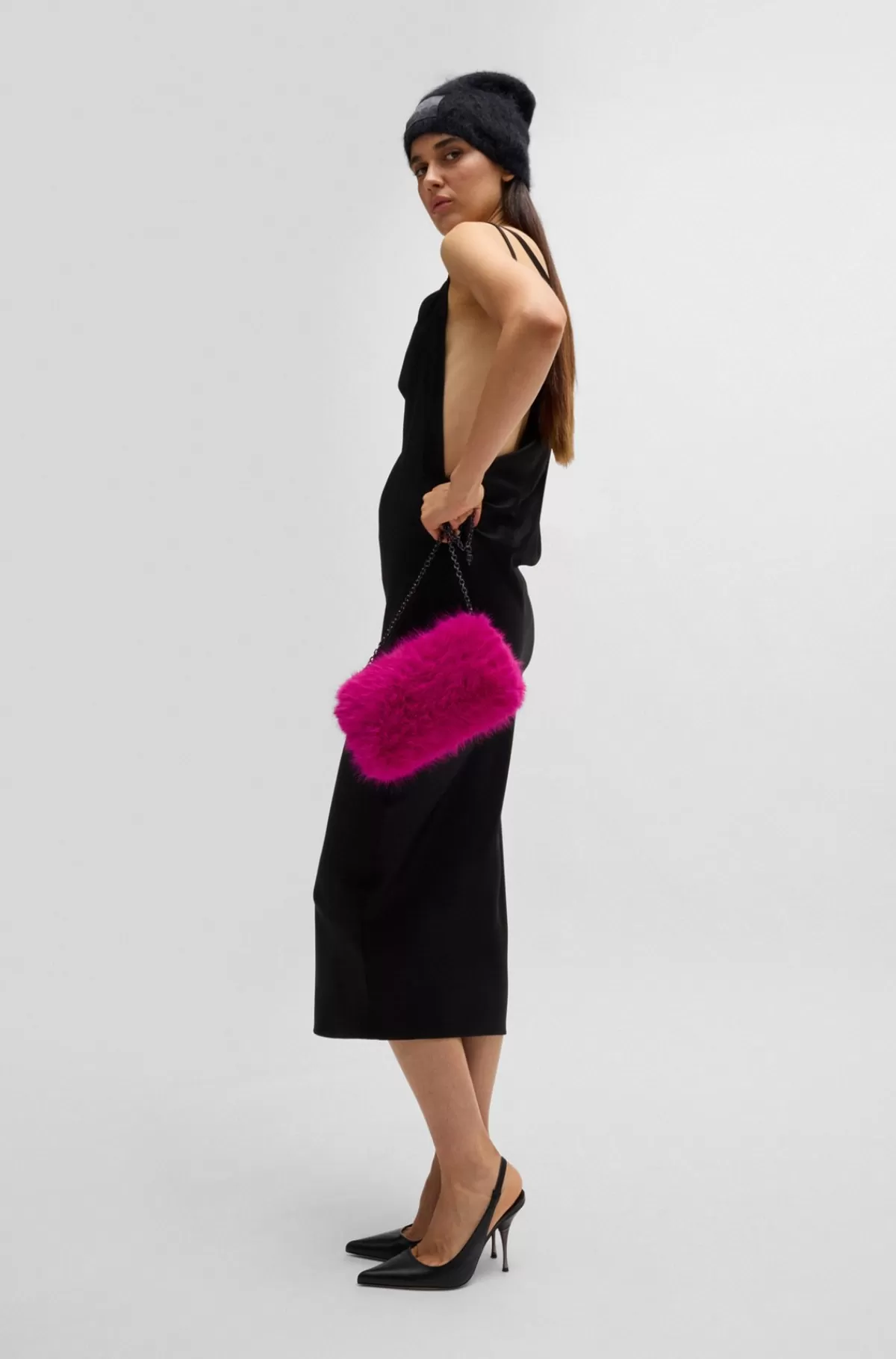 HUGO BOSS NAOMI X BOSS-clutchtaske I Imiteret Pels Pink Cheap