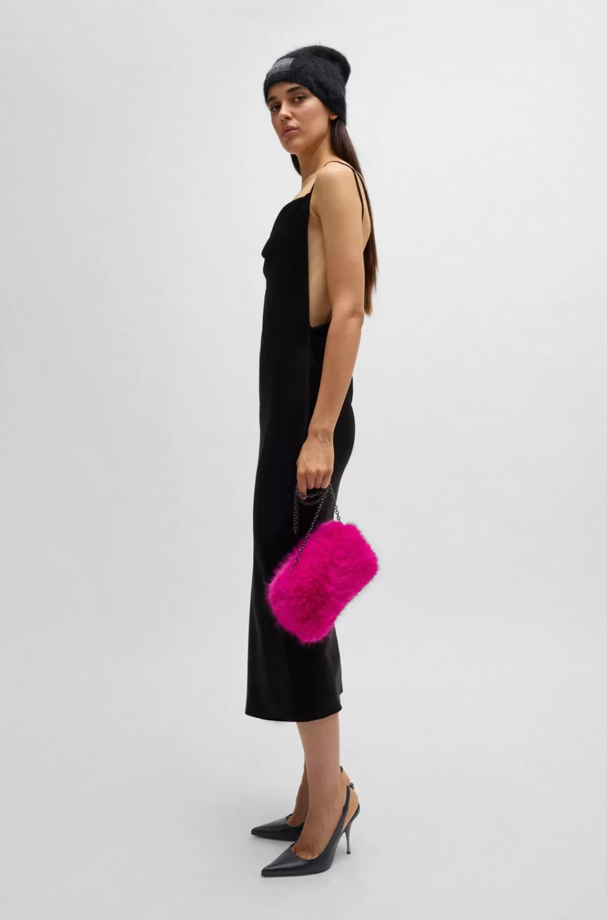 HUGO BOSS NAOMI X BOSS-slingback-pumps I Glat Læder Sort Discount