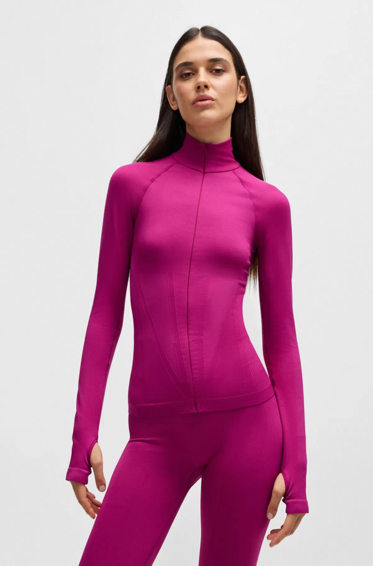 HUGO BOSS NAOMI X BOSS-top Med Lynlås I Jersey Med Stræk Pink Online