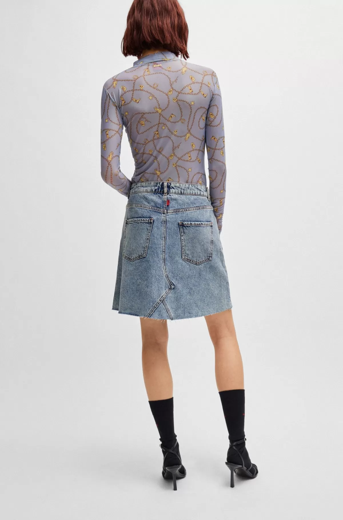 HUGO BOSS Nederdel Med Regular Fit Af Kvarts Denim Blå Sale