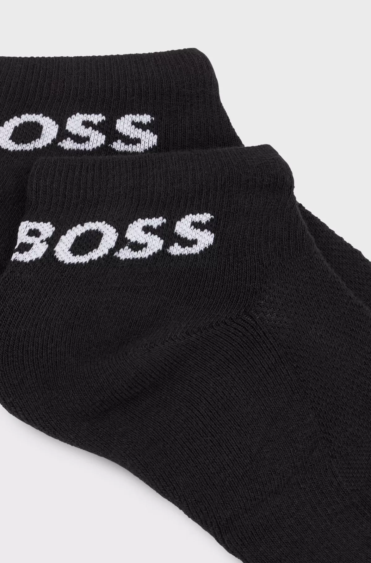 HUGO BOSS Pakke Med To Par Ankellange Strømper I Stof Med Stræk Sort Outlet