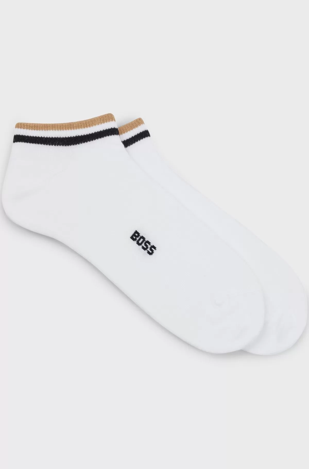 HUGO BOSS Pakke Med To Par Ankelstrømper Med Signaturstribe Hvid Clearance
