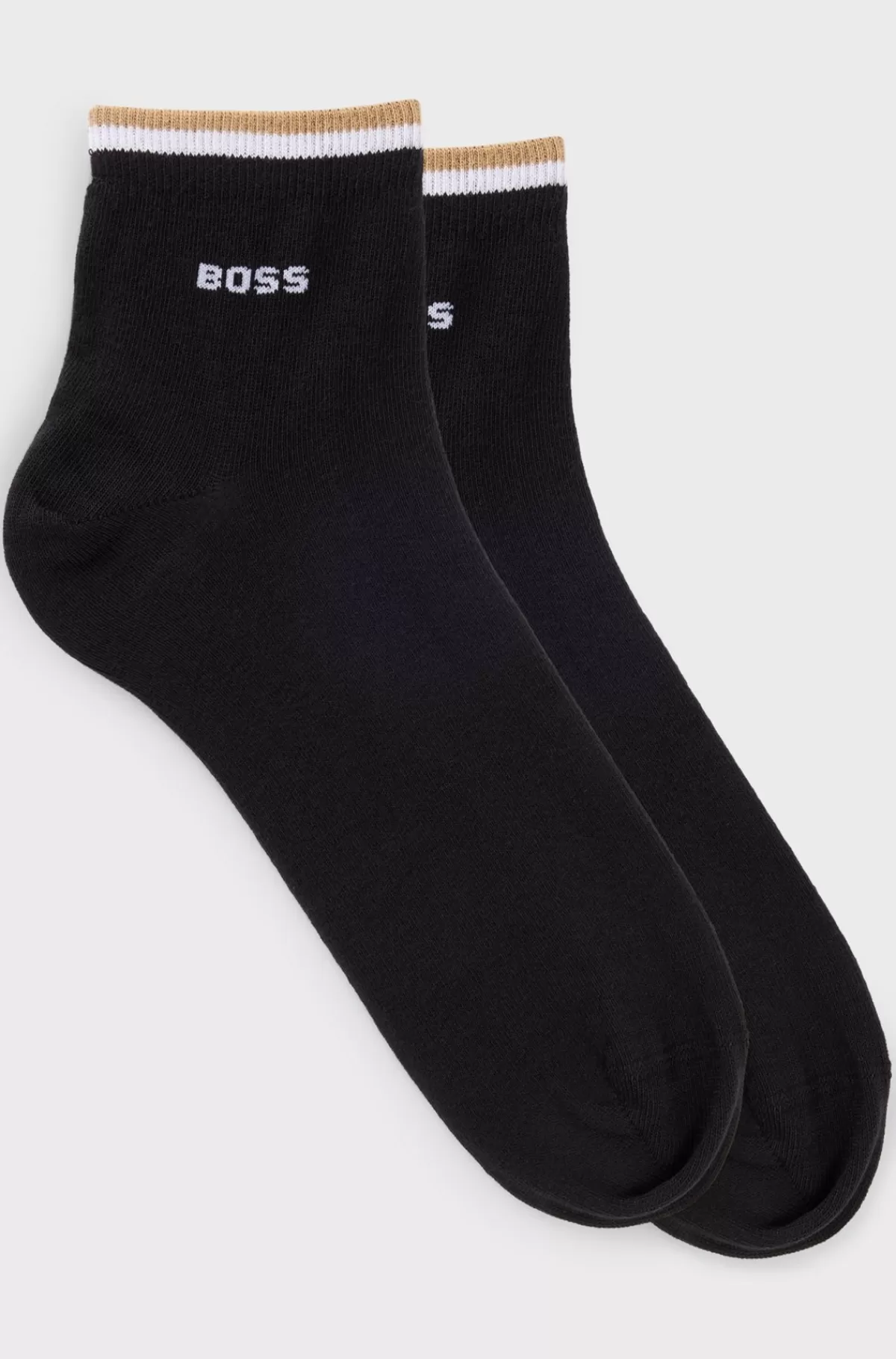 HUGO BOSS Pakke Med To Par Korte Sokker Med Signaturstribe Sort Outlet