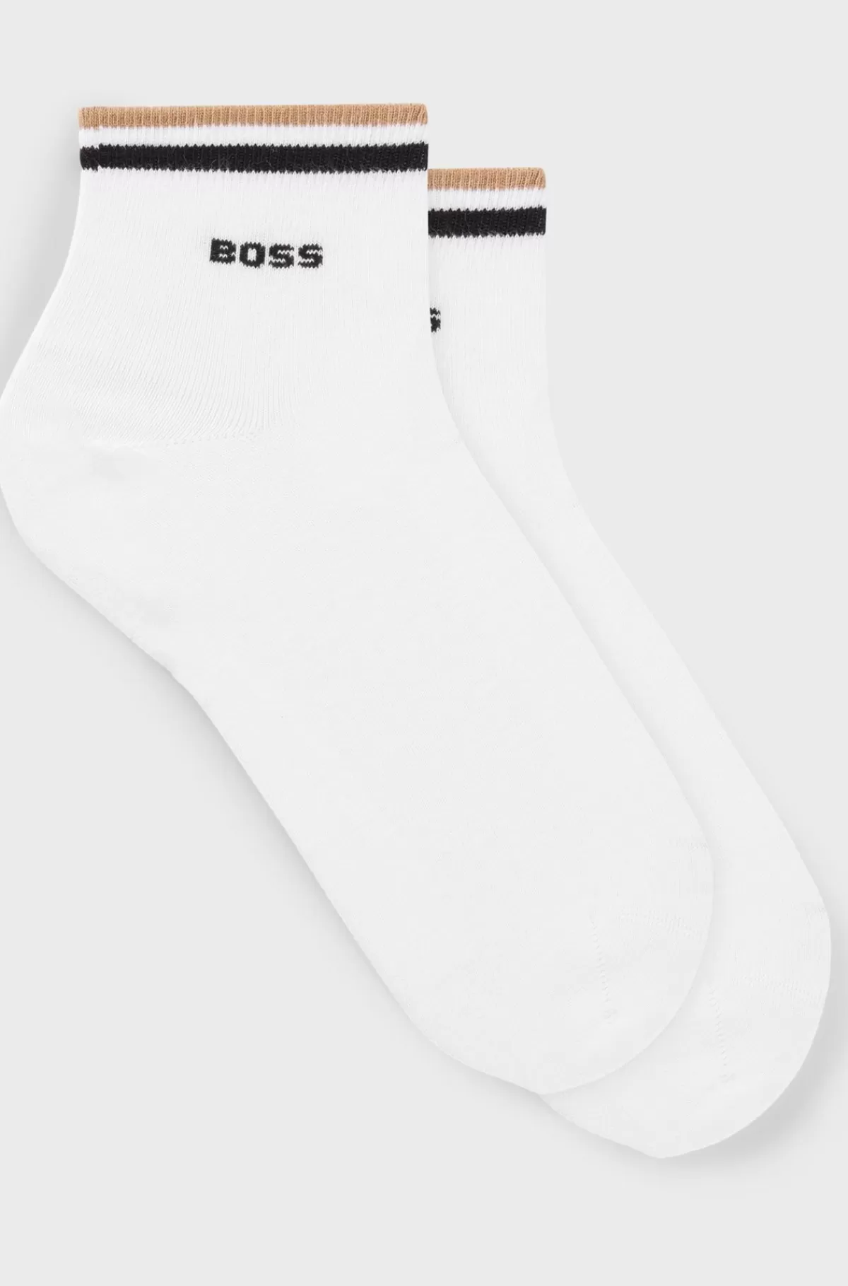 HUGO BOSS Pakke Med To Par Korte Sokker Med Signaturstribe Hvid Shop