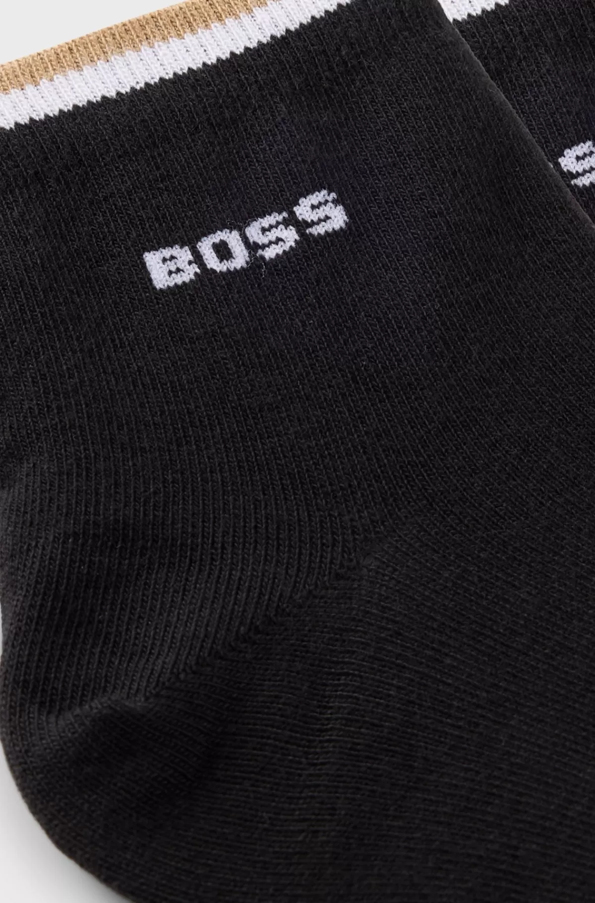 HUGO BOSS Pakke Med To Par Korte Sokker Med Signaturstribe Sort Outlet