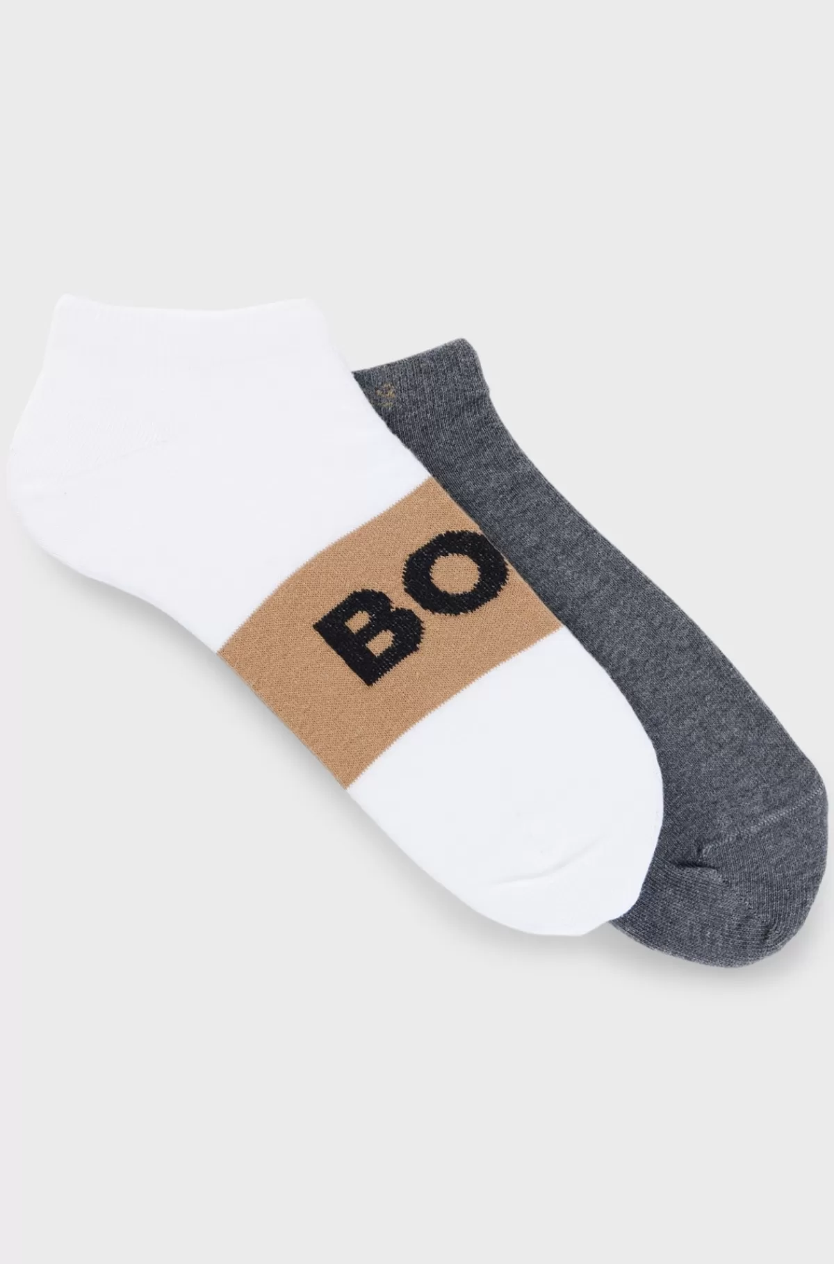 HUGO BOSS Pakke Med To Par Sokker Med Ankellængde Og Logo Hvid / Grå Outlet