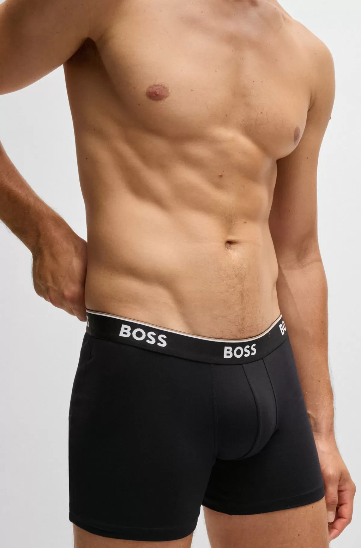 HUGO BOSS Pakke Med Tre Boxer-underbukser I Bomuld Med Stræk Med Logoer Sort New