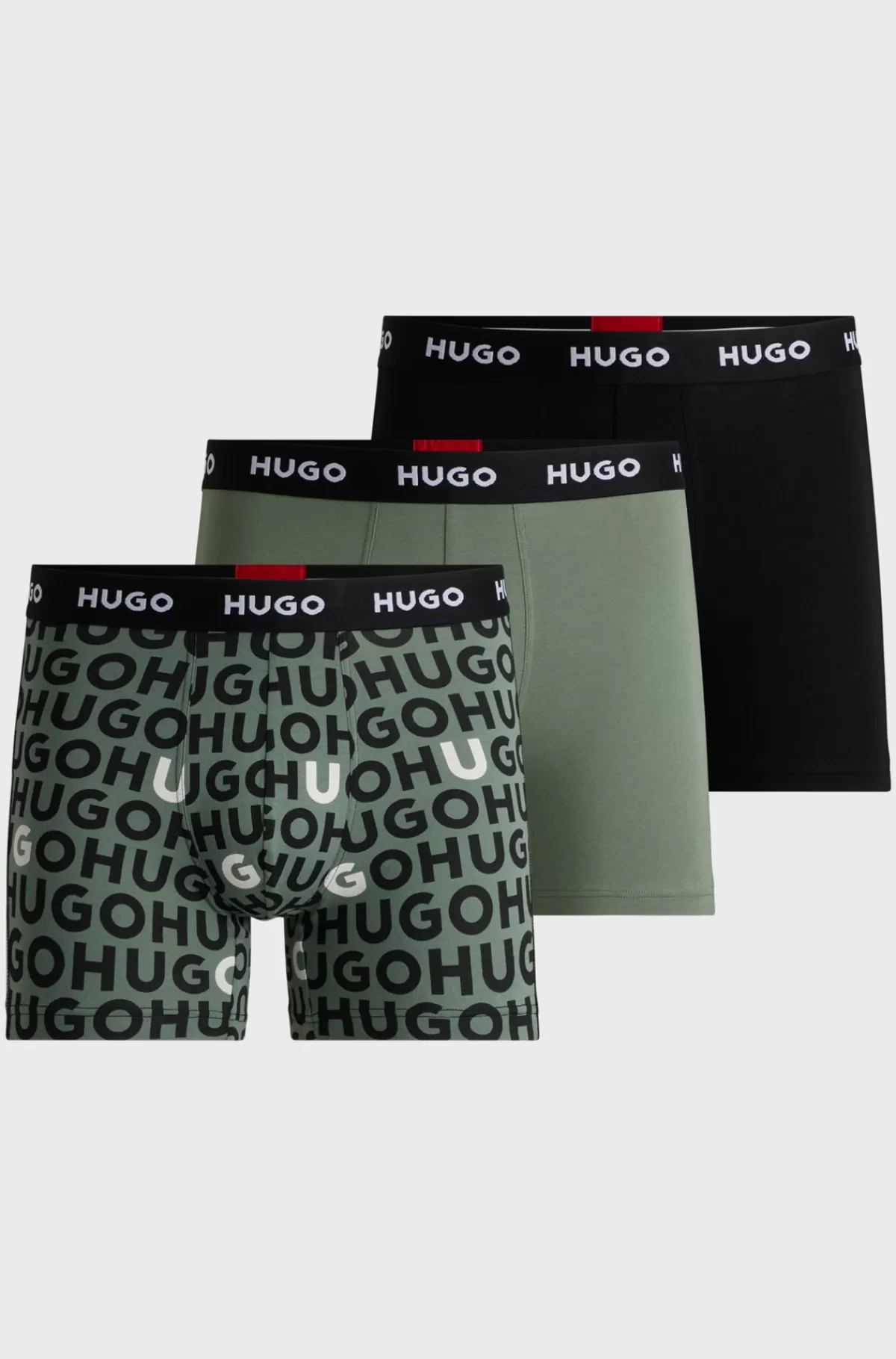 HUGO BOSS Pakke Med Tre Par Boksershorts I Bomuld Med Stræk Og Logoer Sort/grøn Shop