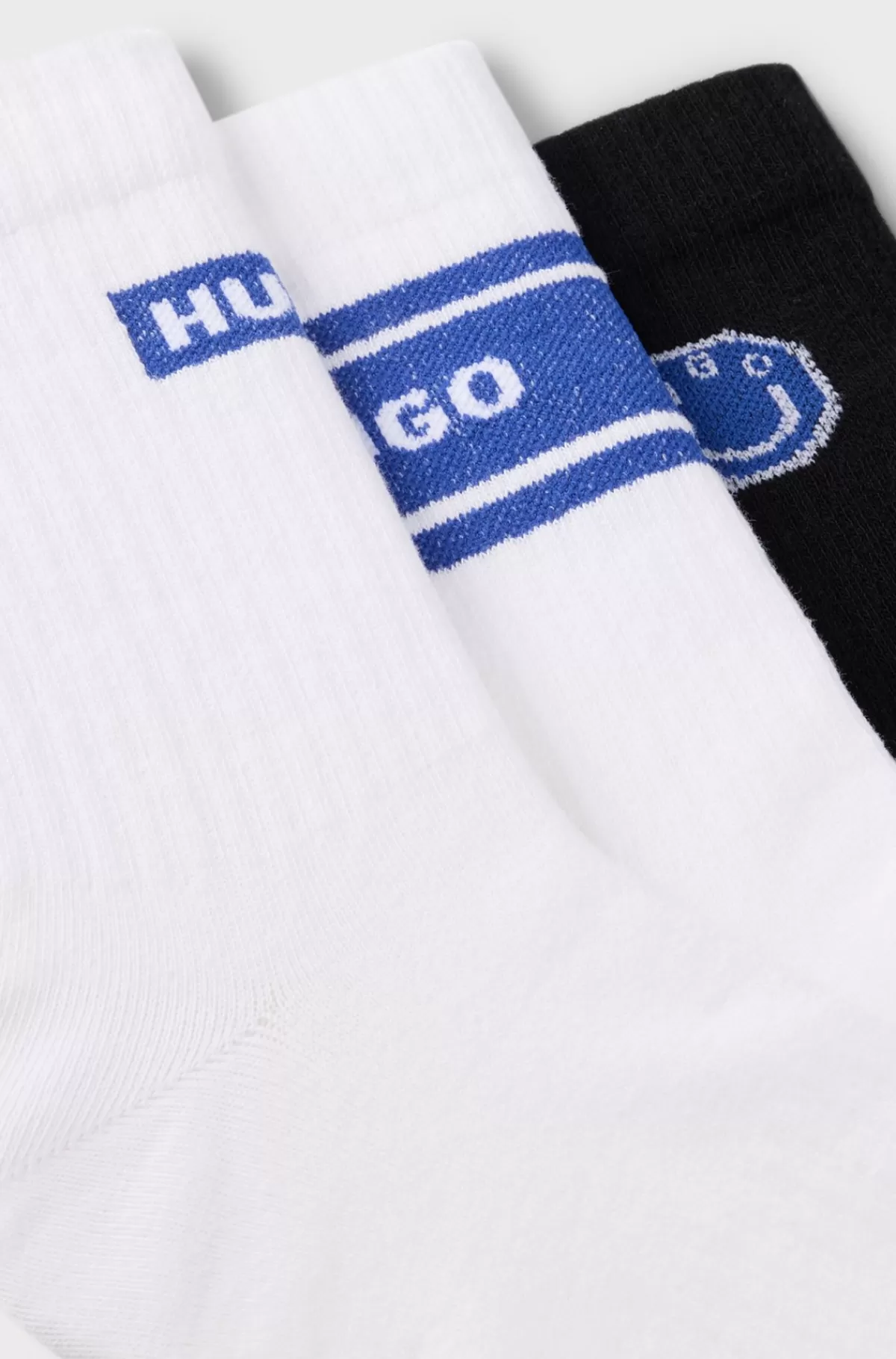 HUGO BOSS Pakke Med Tre Par Korte Sokker I Bomuldsblanding Hvid/sort Outlet