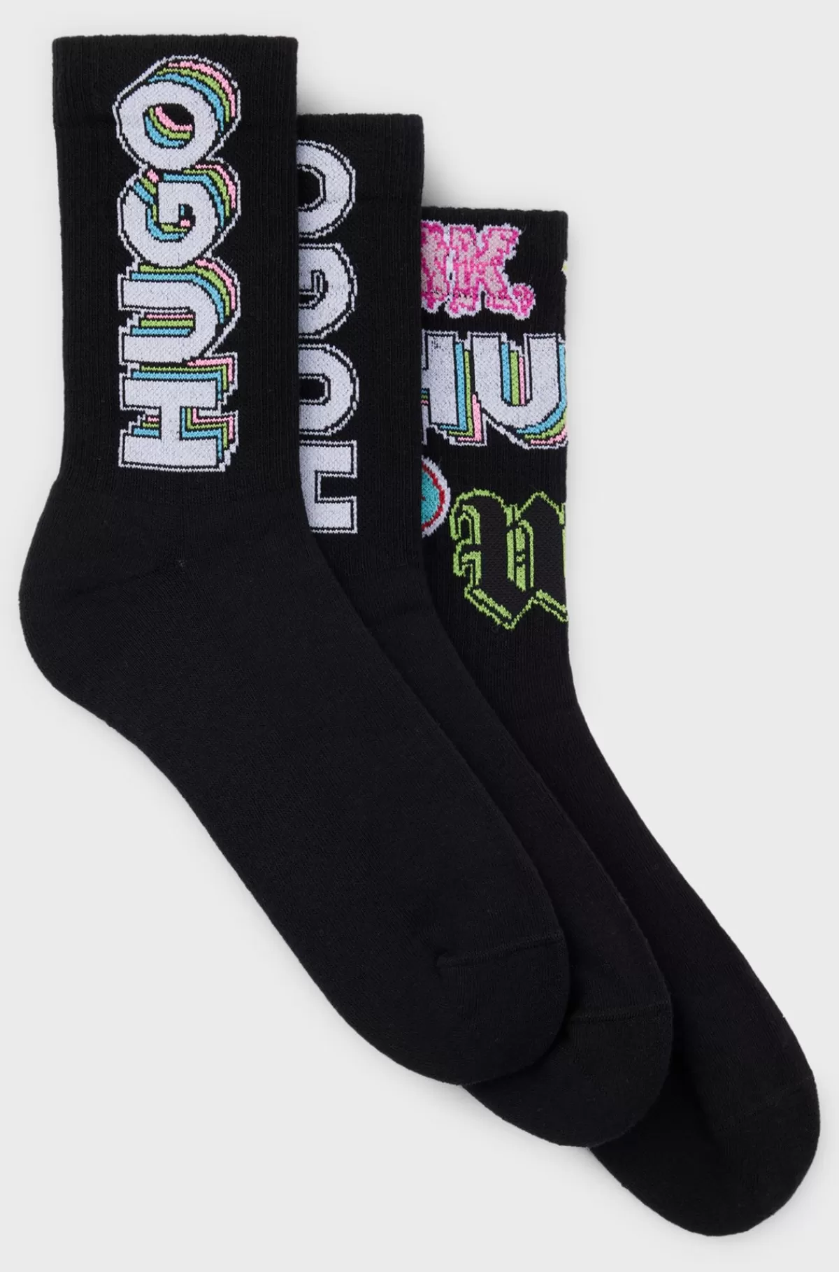 HUGO BOSS Pakke Med Tre Par Korte Strømper I Bomuldsblanding Med Logoer Sort Hot