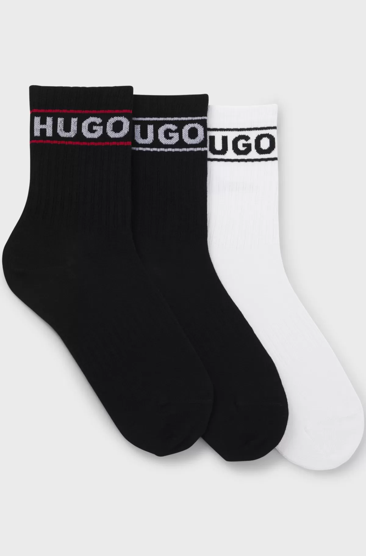 HUGO BOSS Pakke Med Tre Par Sokker Med Logo Hvid/sort Clearance