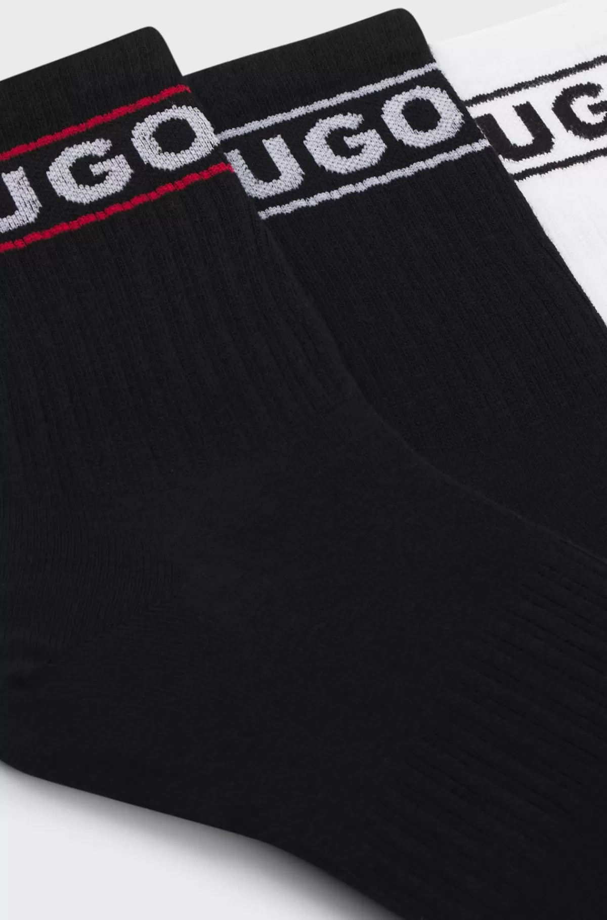 HUGO BOSS Pakke Med Tre Par Sokker Med Logo Hvid/sort Clearance