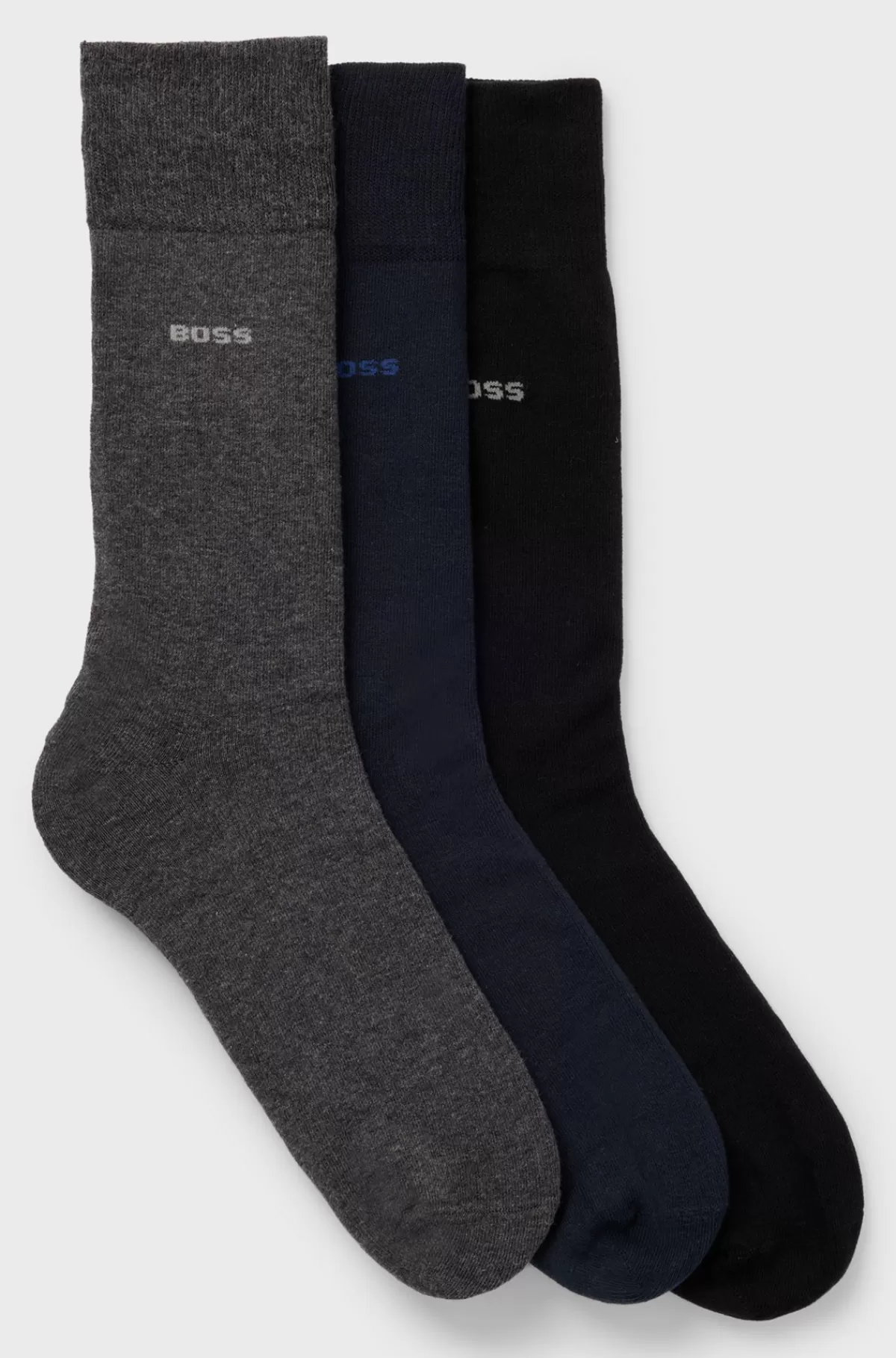 HUGO BOSS Pakke Med Tre Par Strømper I Almindelig Længde - Gavesæt Sort/grå/blå Shop