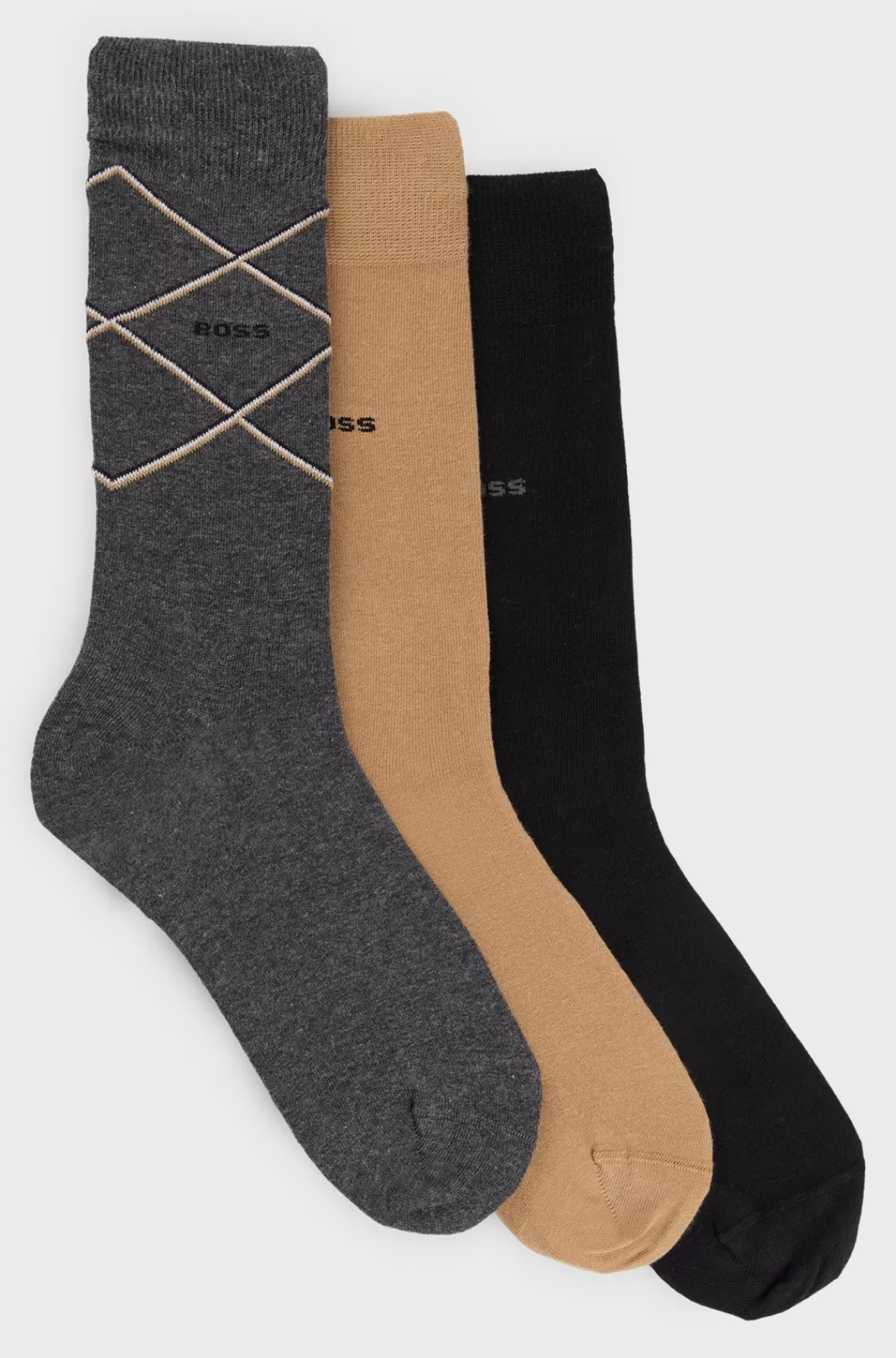 HUGO BOSS Pakke Med Tre Par Strømper I Almindelig Længde Fremstillet I En Bomuldsblanding Grå / Beige / Sort Sale