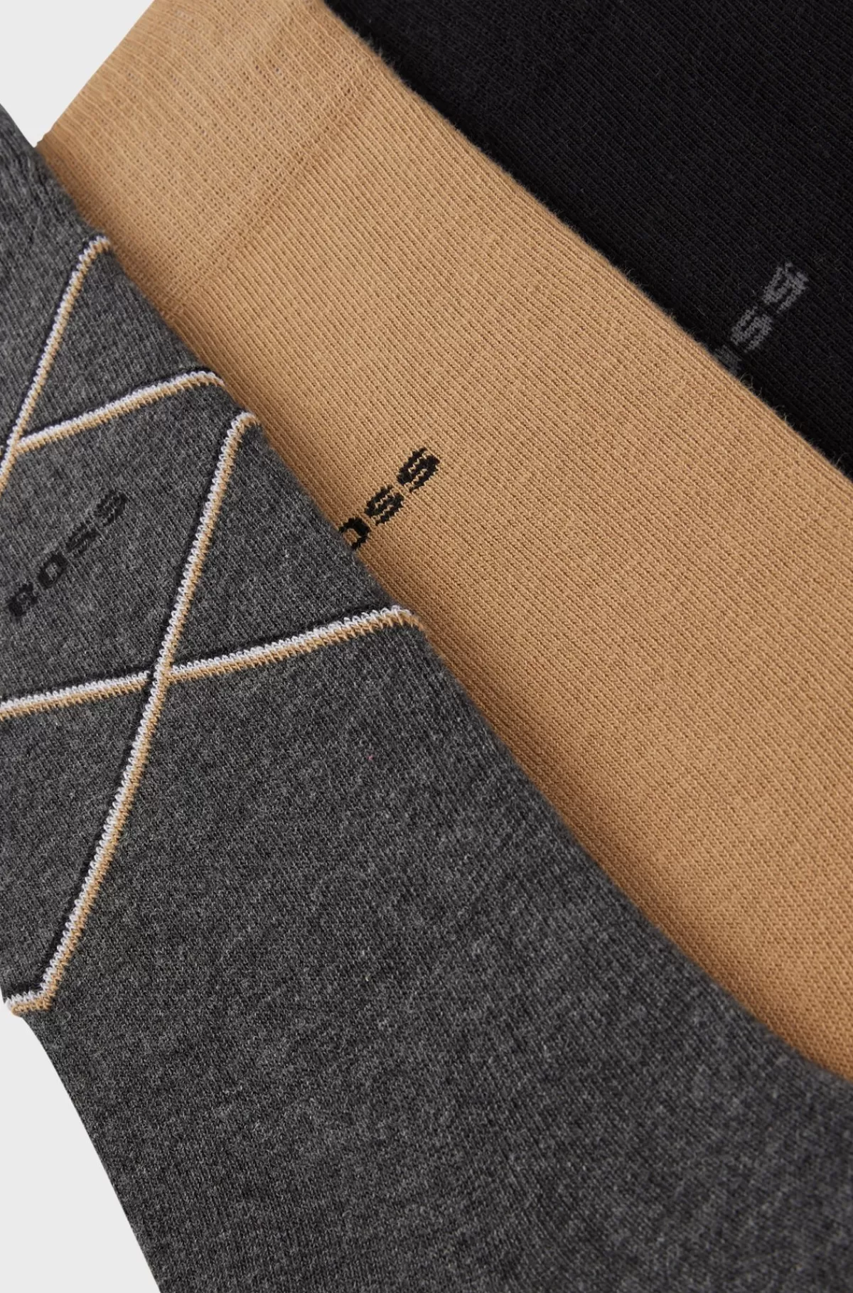 HUGO BOSS Pakke Med Tre Par Strømper I Almindelig Længde Fremstillet I En Bomuldsblanding Grå / Beige / Sort Sale