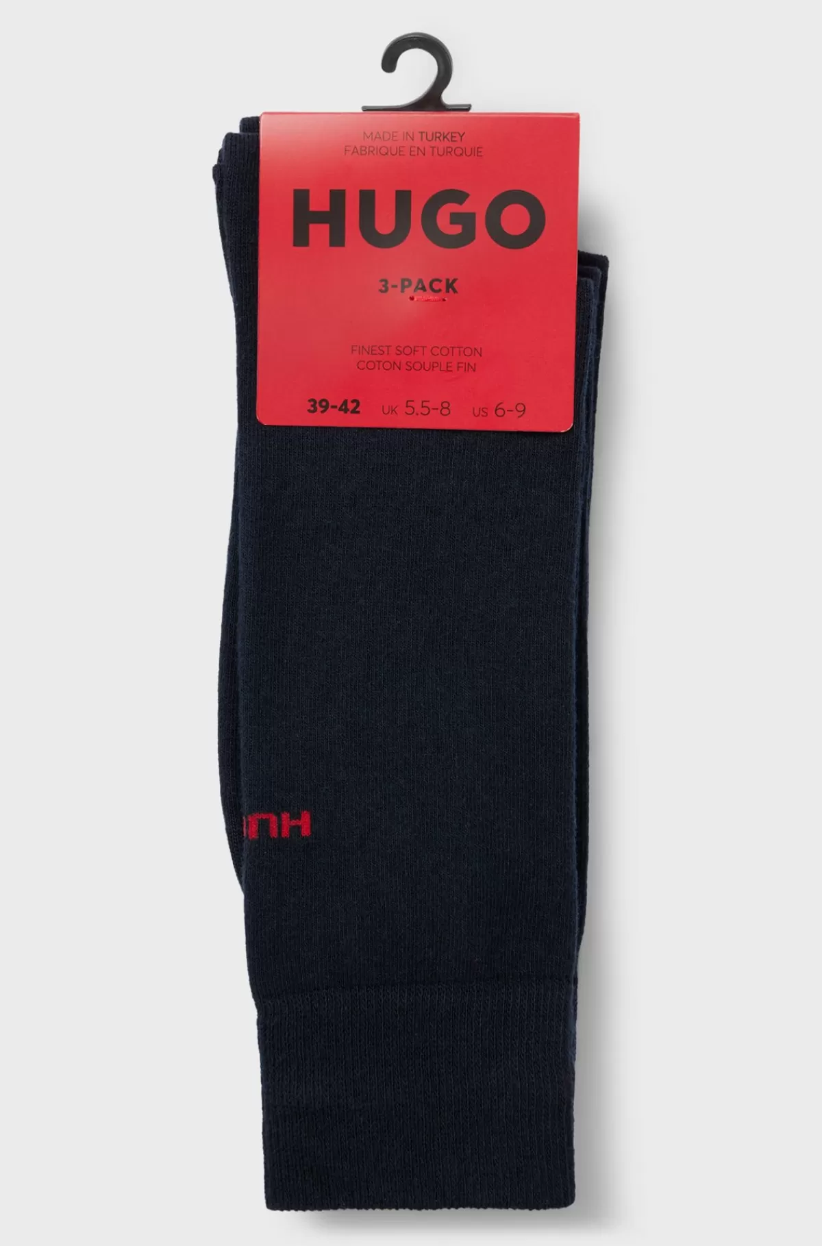 HUGO BOSS Pakke Med Tre Par Strømper I Almindelig Længde Med Logodetaljer Mørkeblå Sale