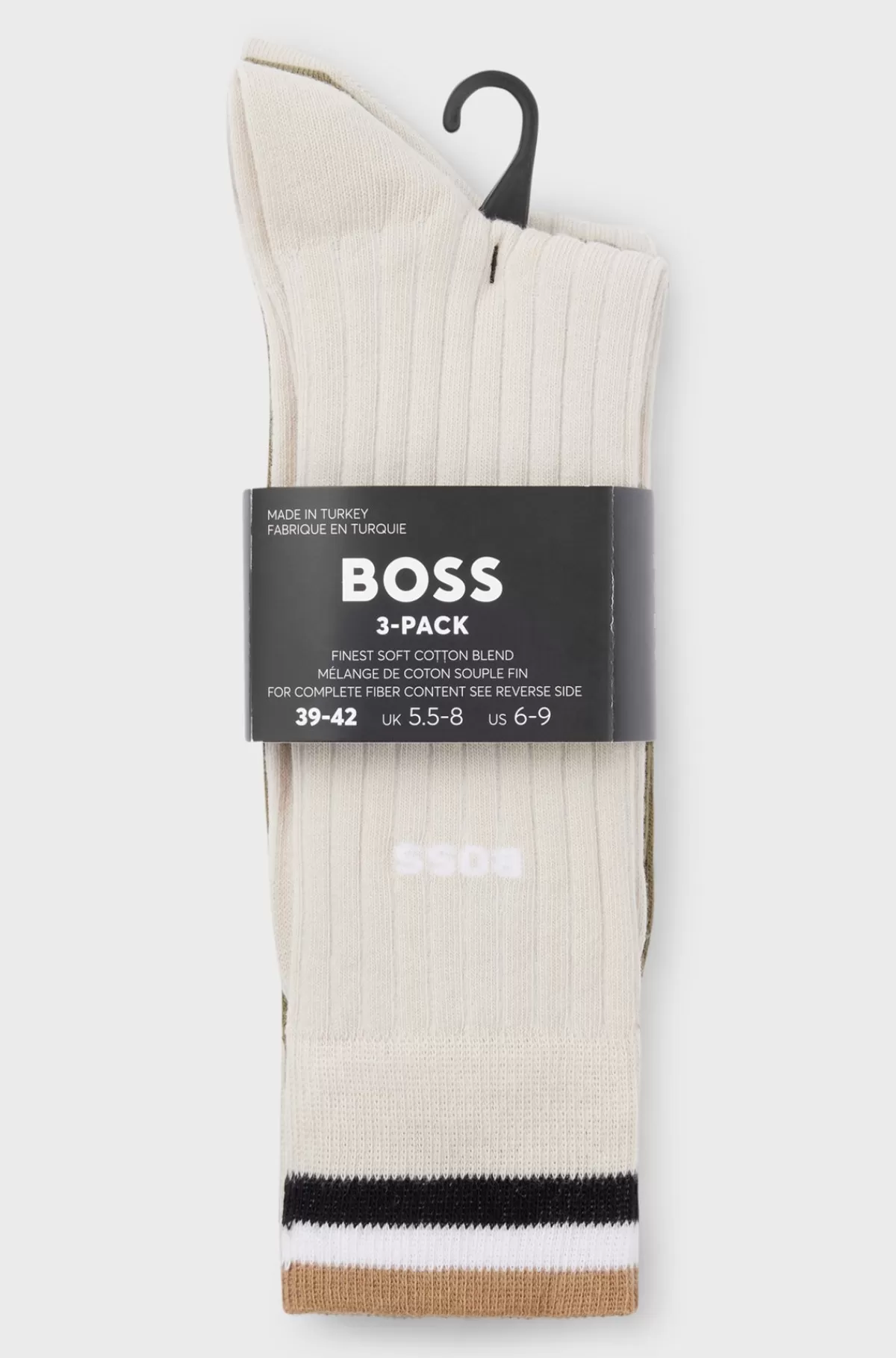 HUGO BOSS Pakke Med Tre Par Strømper Med Almindelig Længde I En Bomuldsblanding Grøn / Lys beige Hot