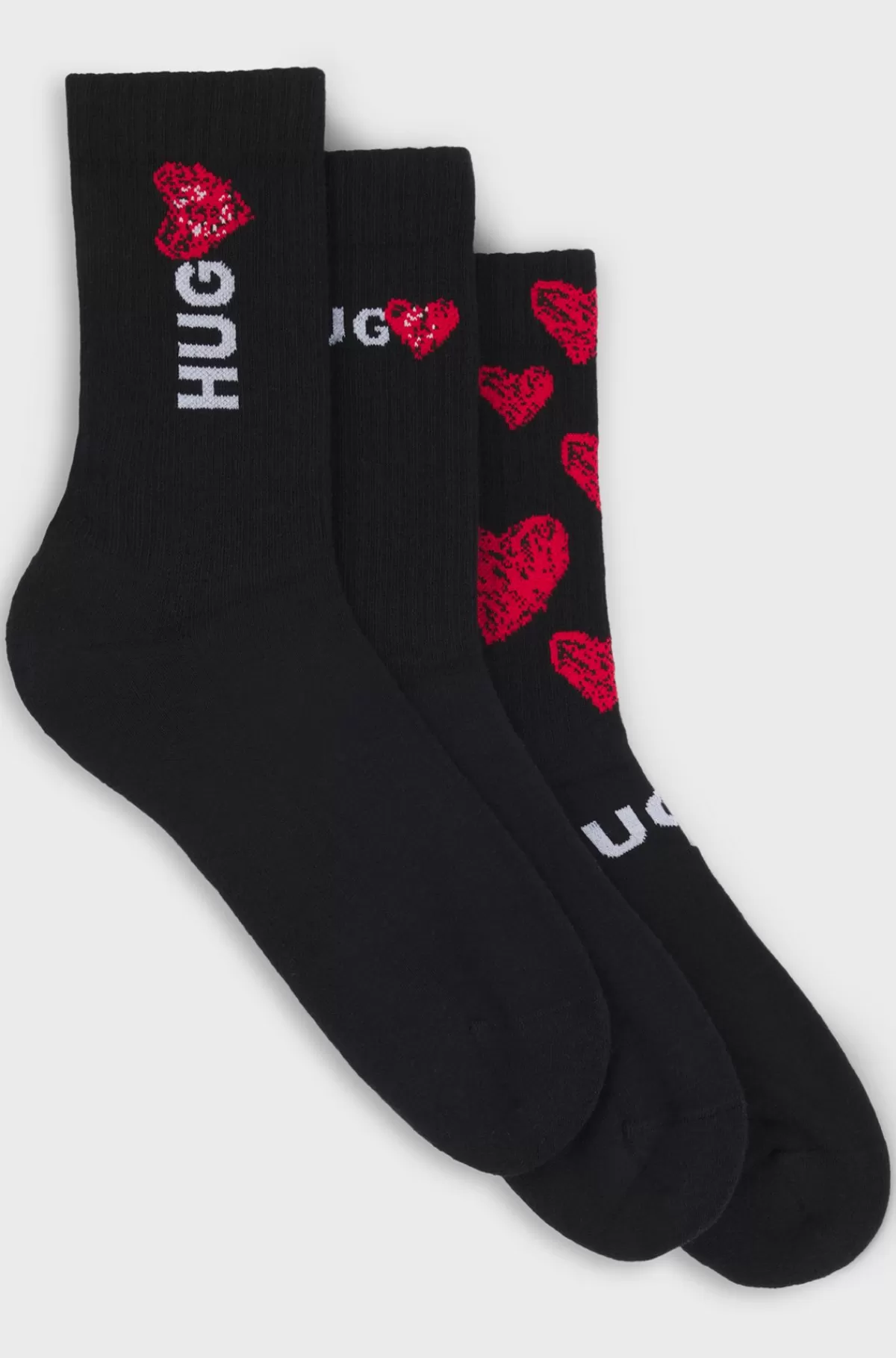 HUGO BOSS Pakke Med Tre Par Strømper Med Hjertemotiv Sort Discount